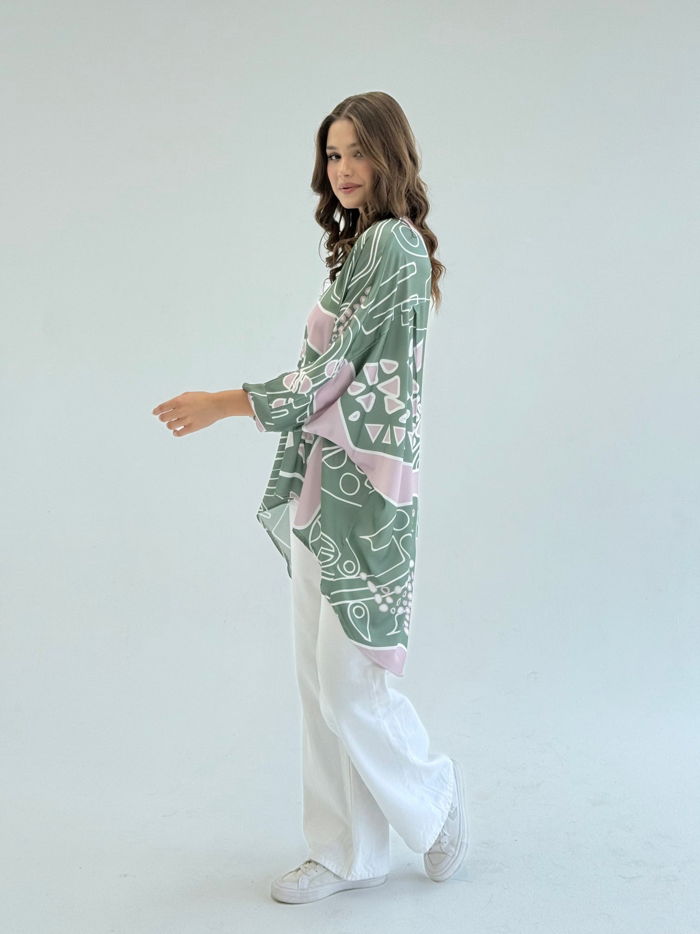 Printed satin blouse