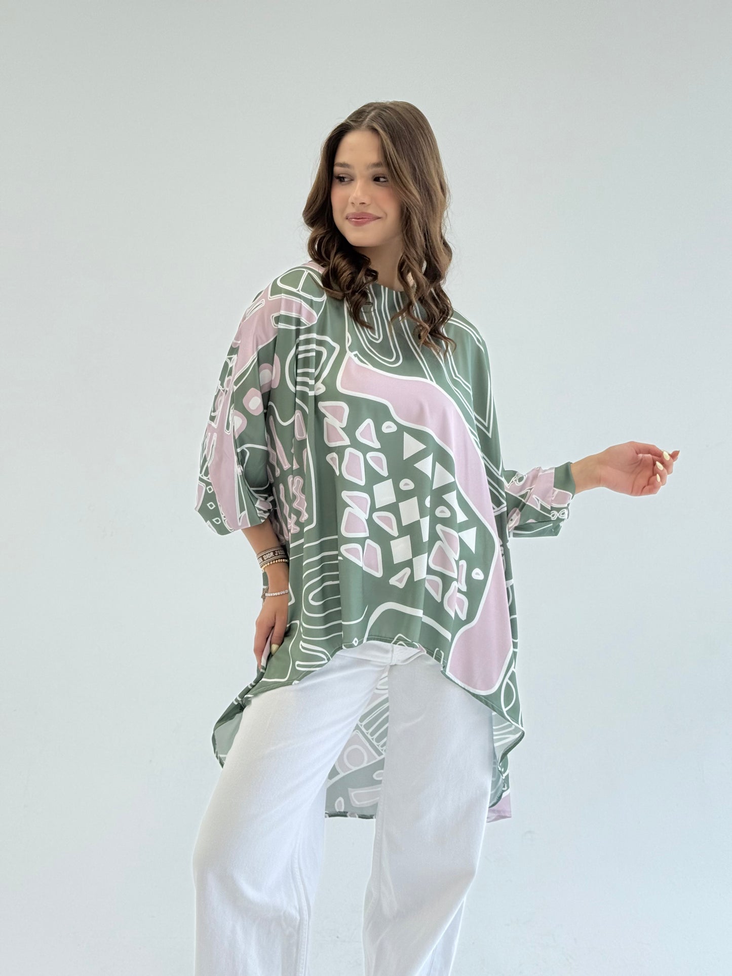 Printed satin blouse