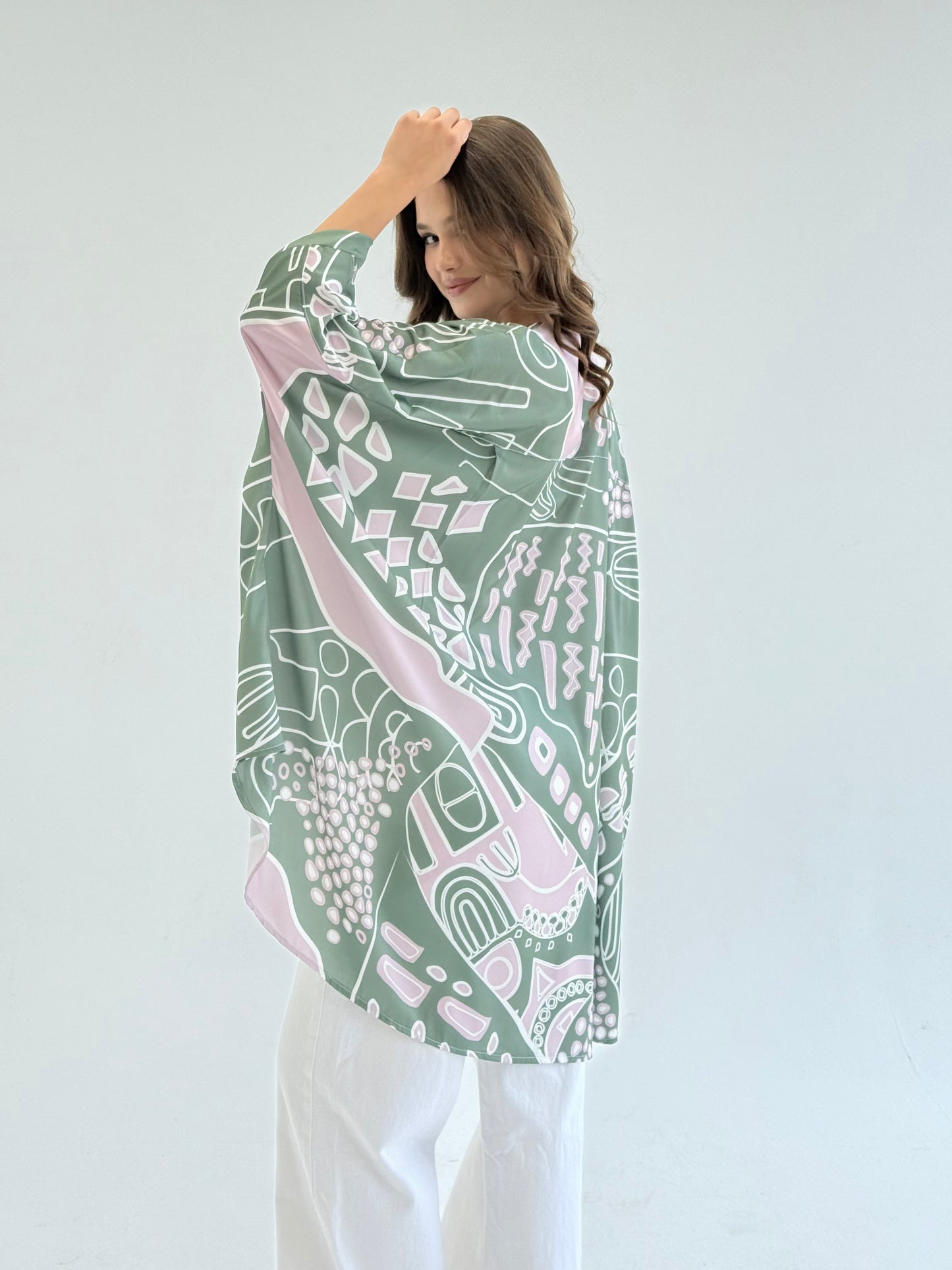 Printed satin blouse