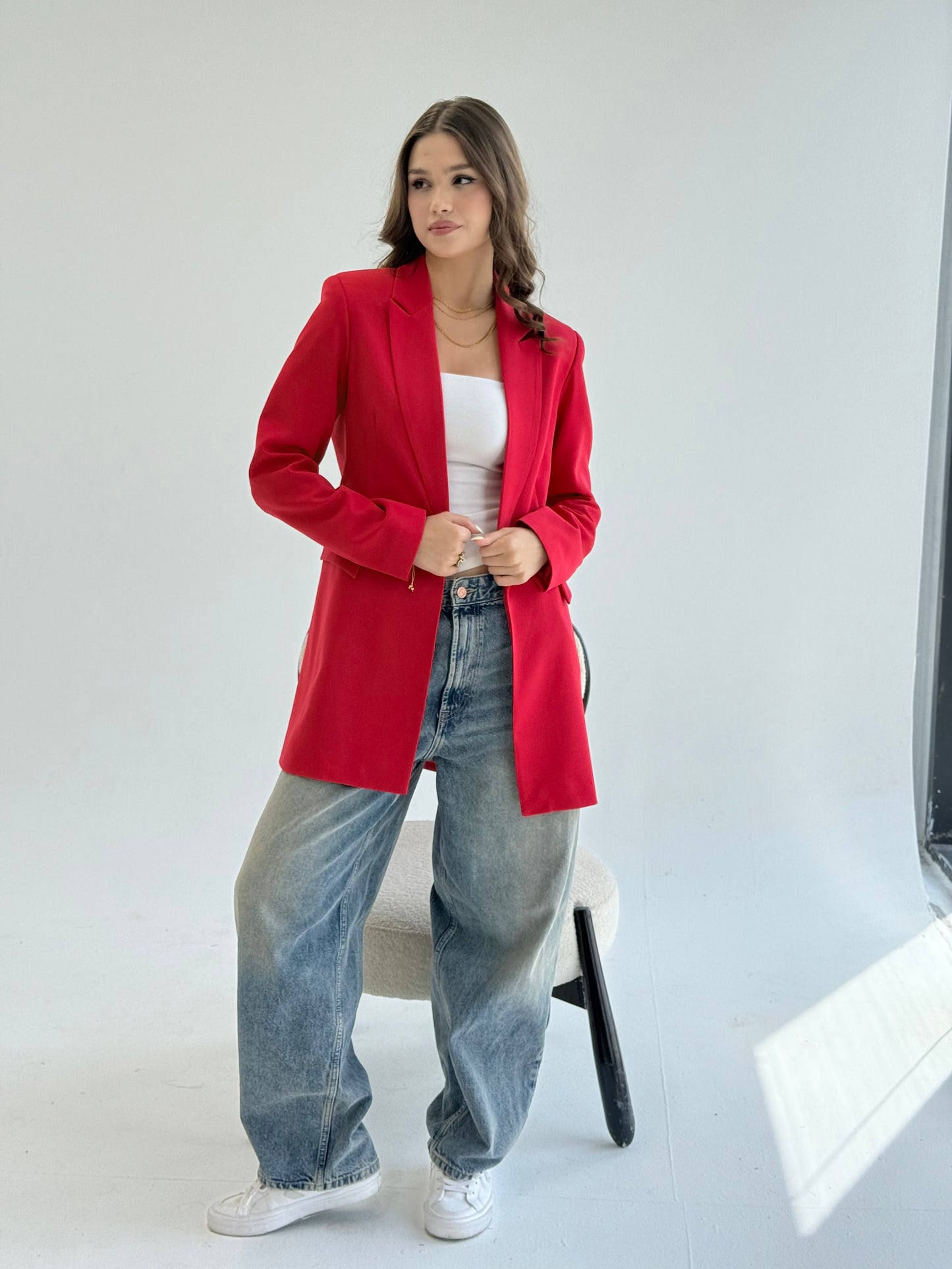 SLIM FIT RED BLAZER