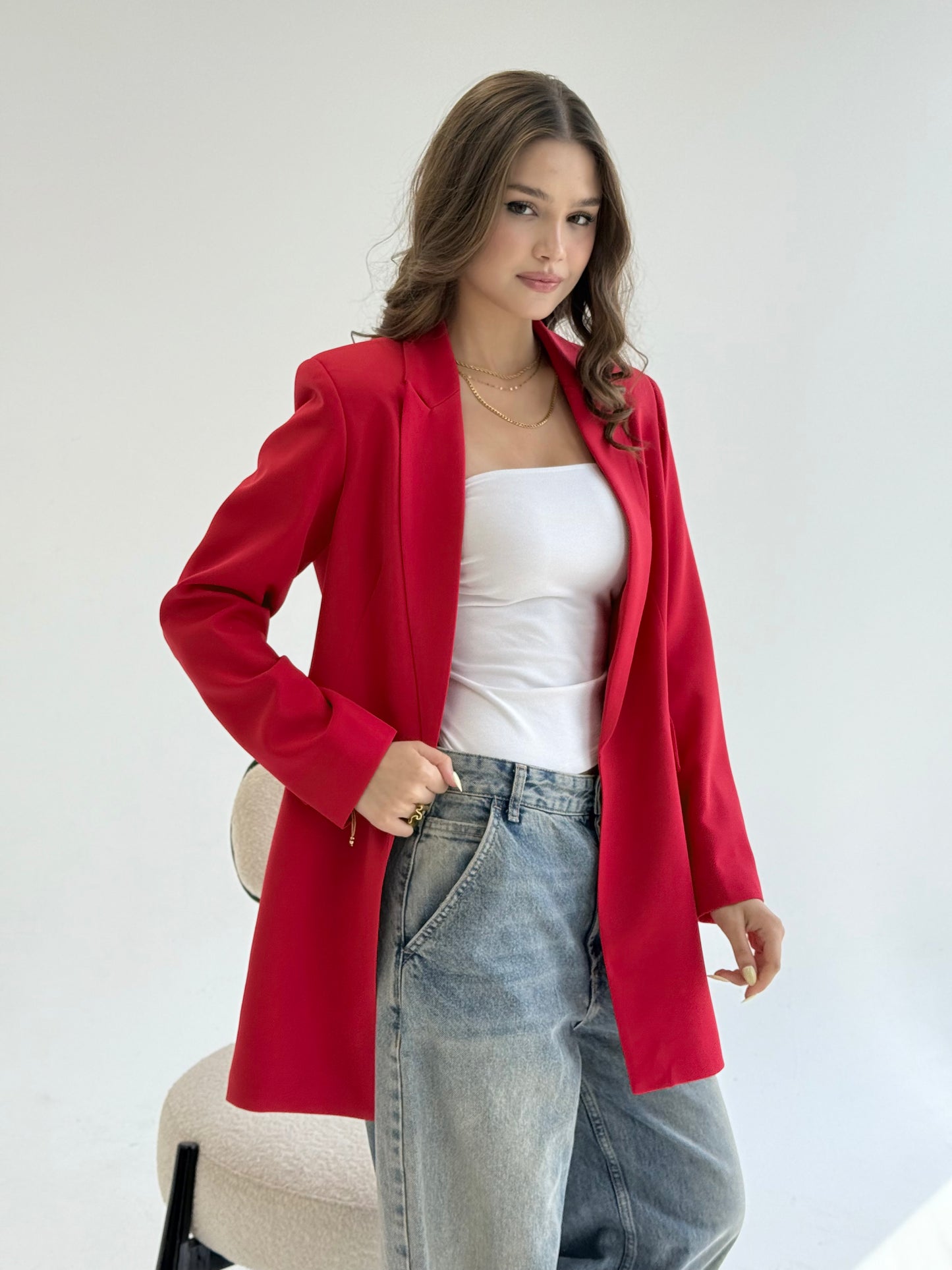 SLIM FIT RED BLAZER