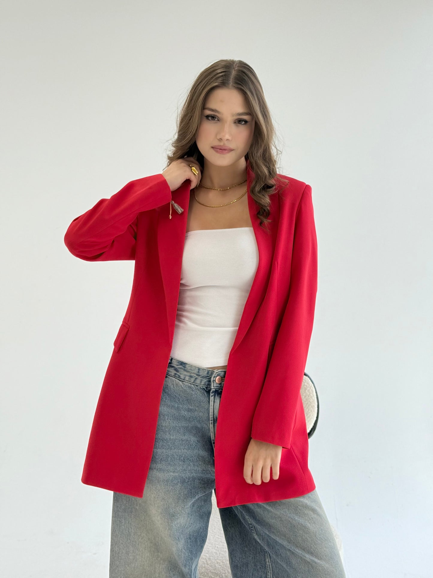 SLIM FIT RED BLAZER
