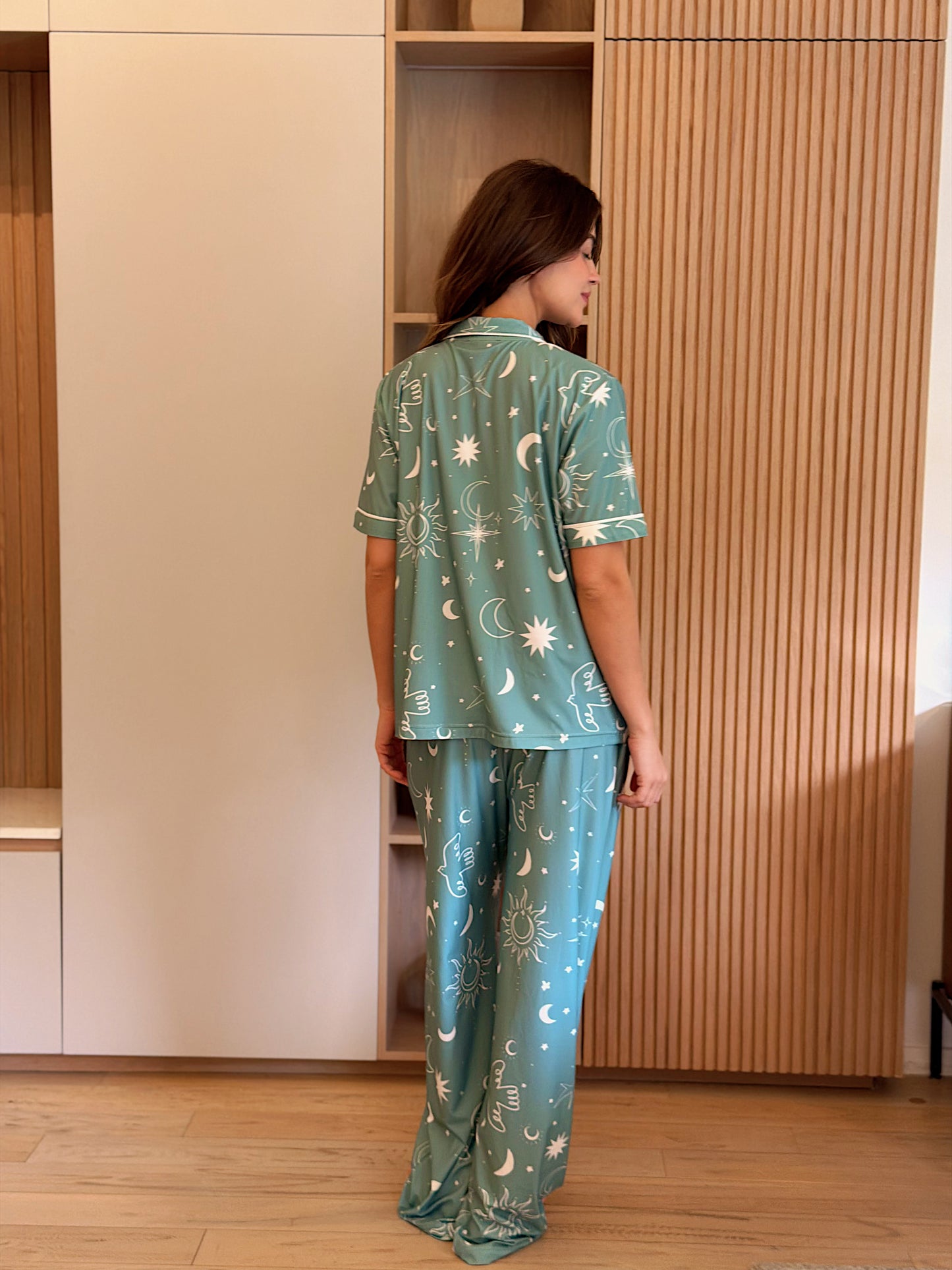 Self love cotton Button -up pajama l/Moon