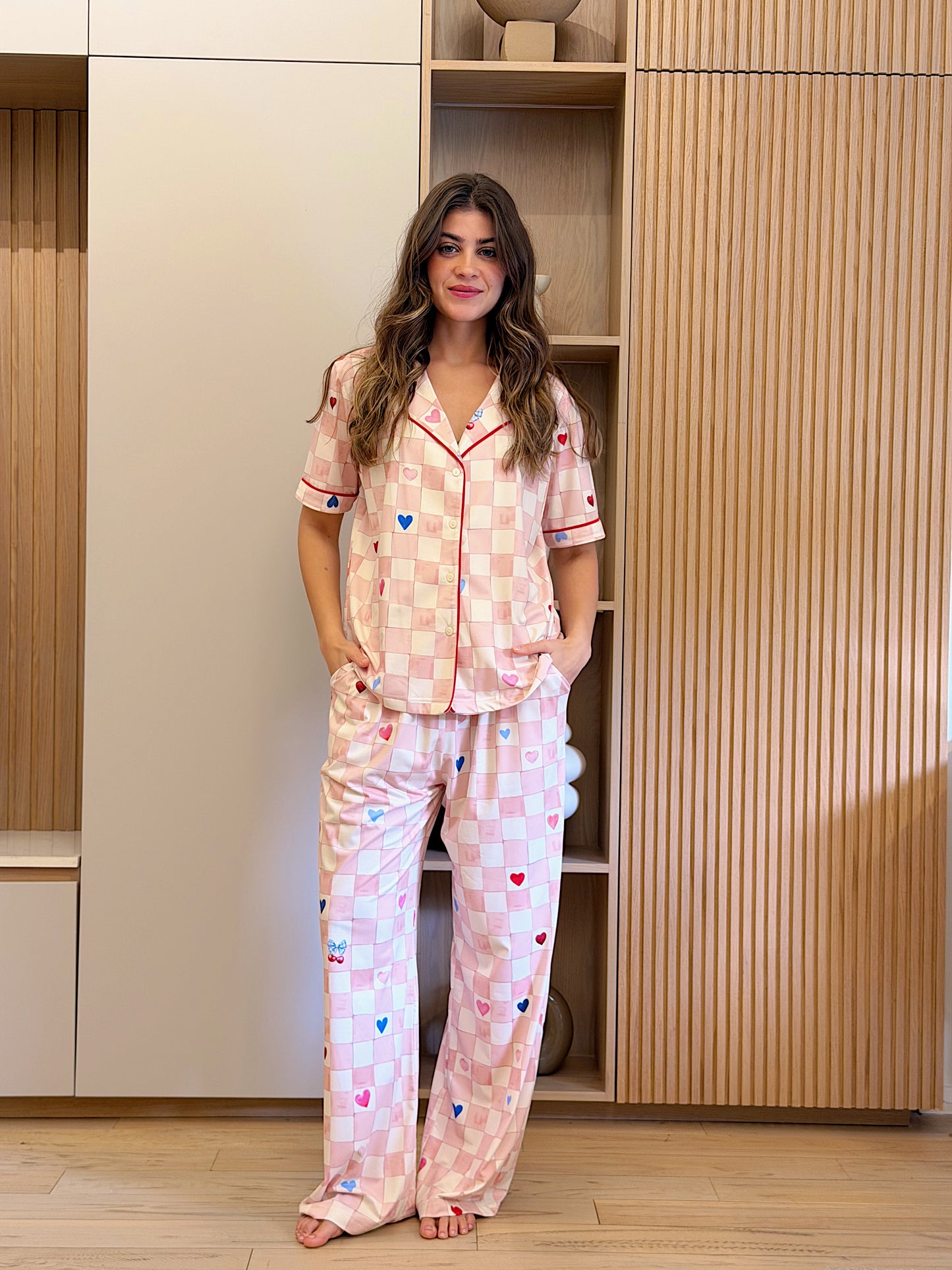 Self love cotton Button -up pajama / sweetest in Pink