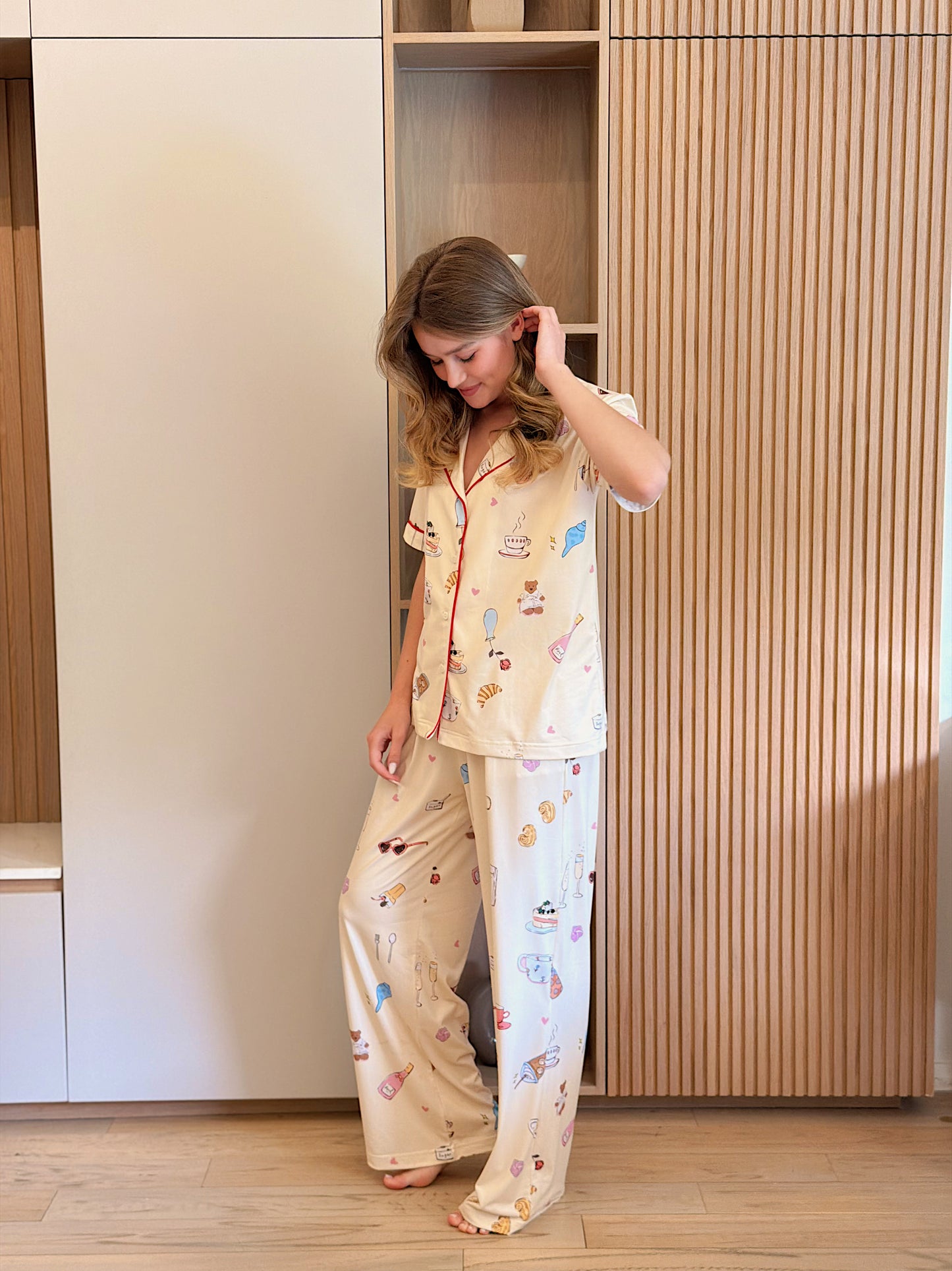 Self love cotton Button -up pajama / self love in yellow