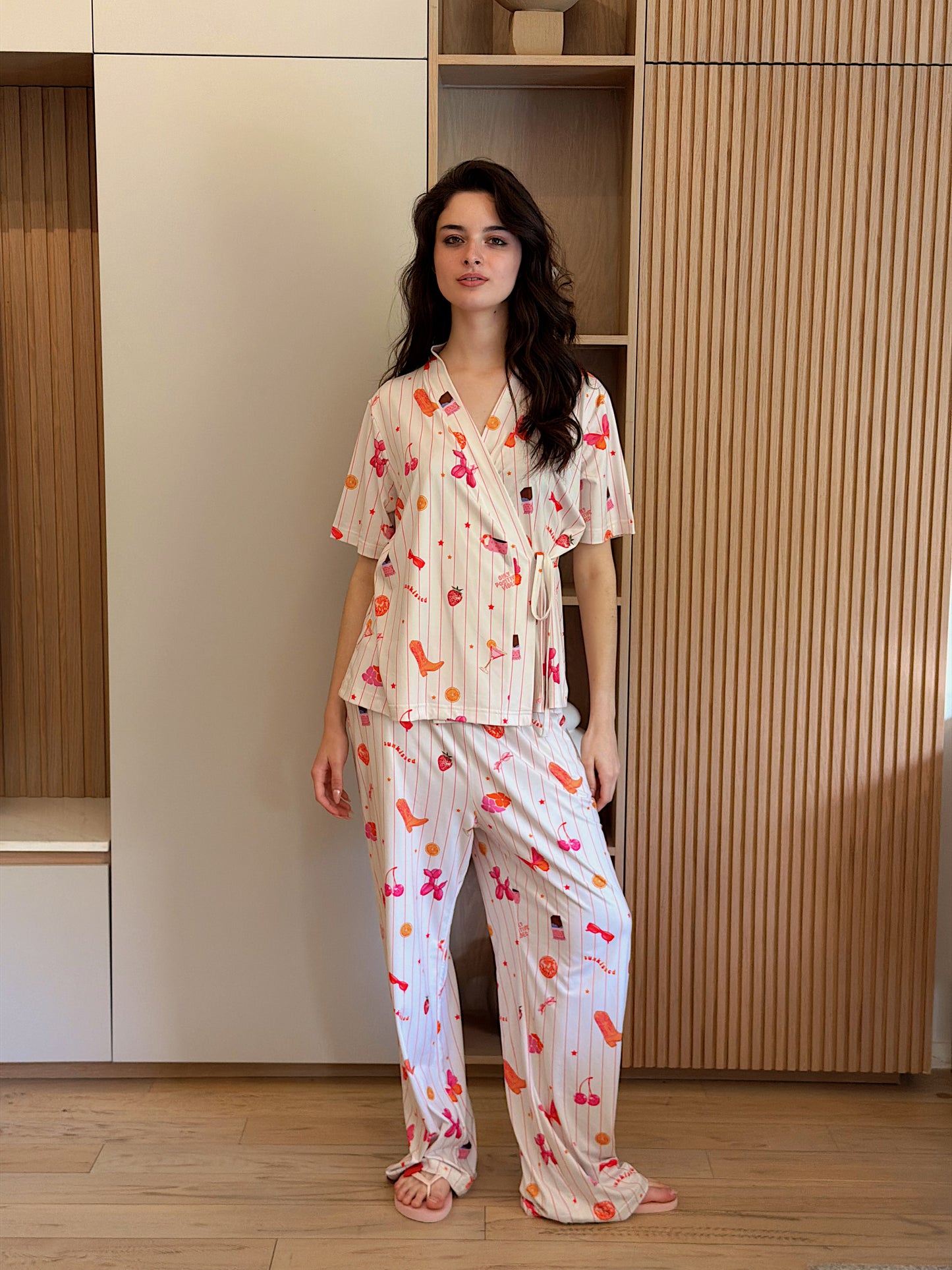 Self love cotton warp-style pajama /Coffe