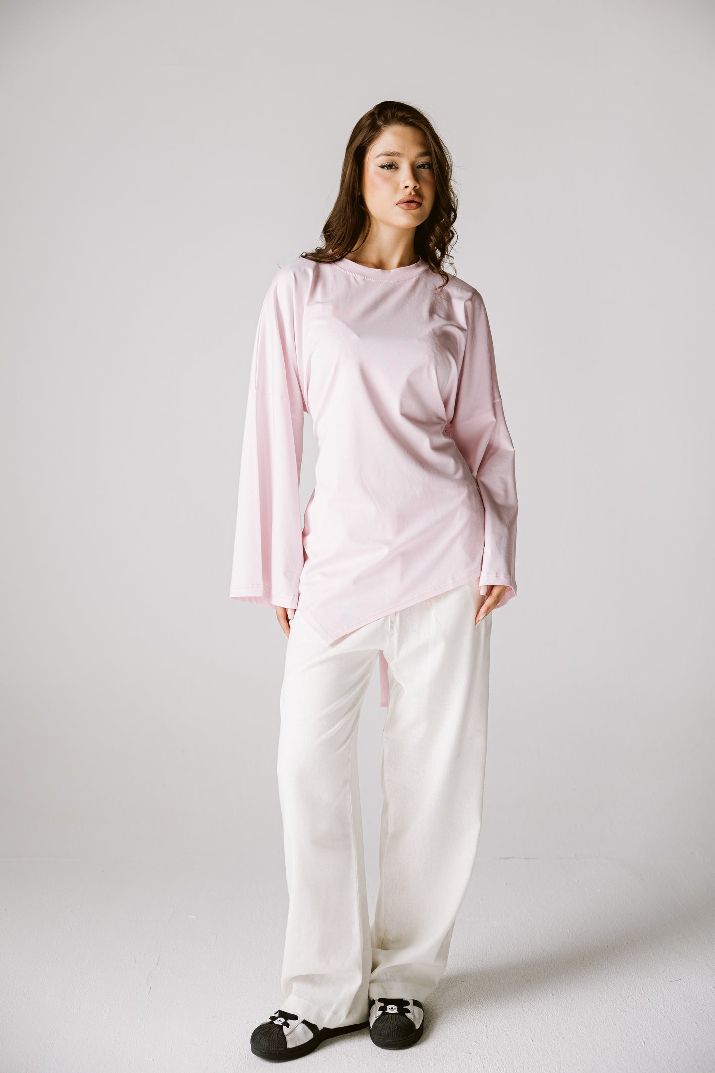 Waist Tie Top In Baby rose
