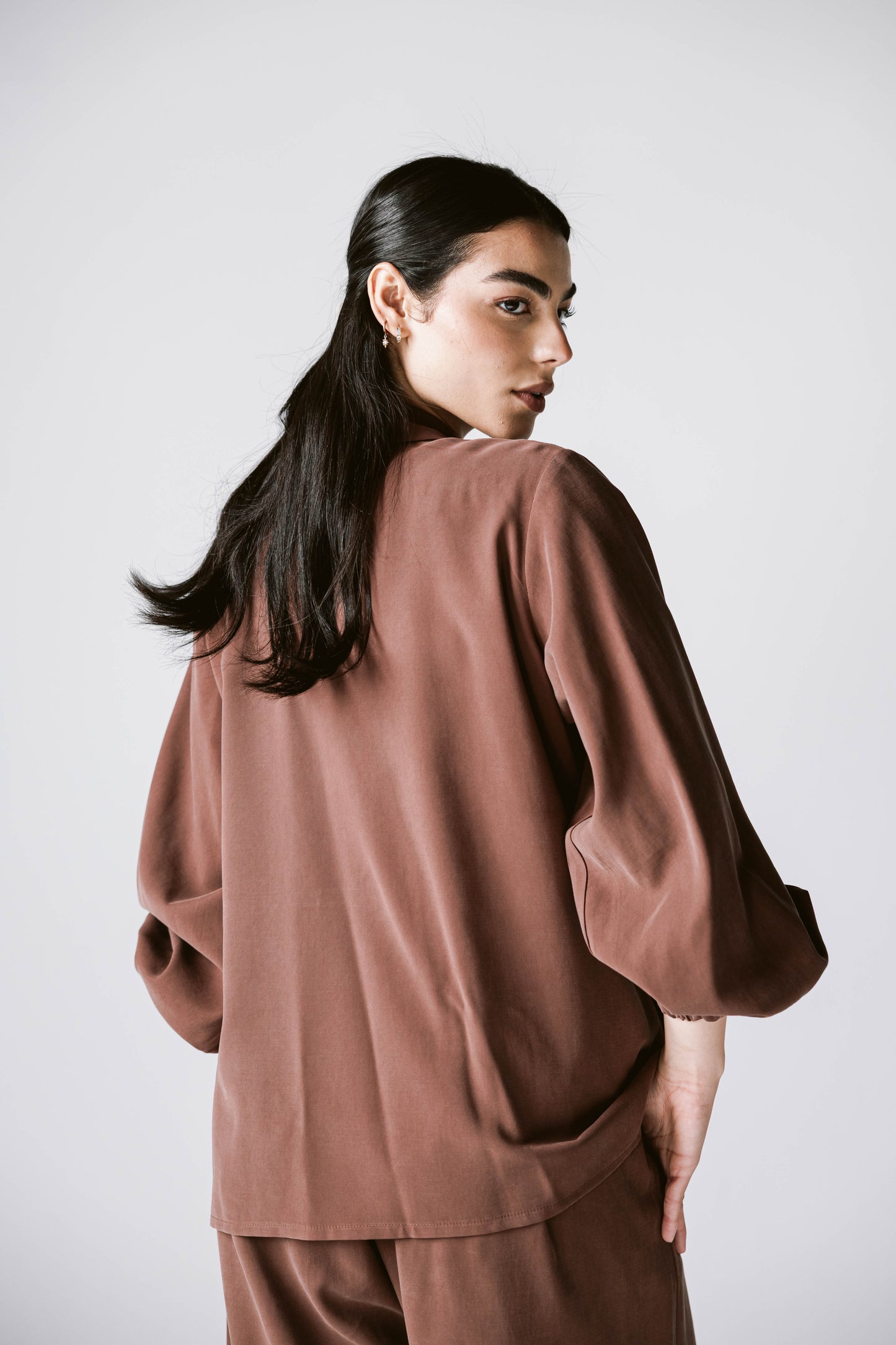 Wrap Blazer Set In Brown