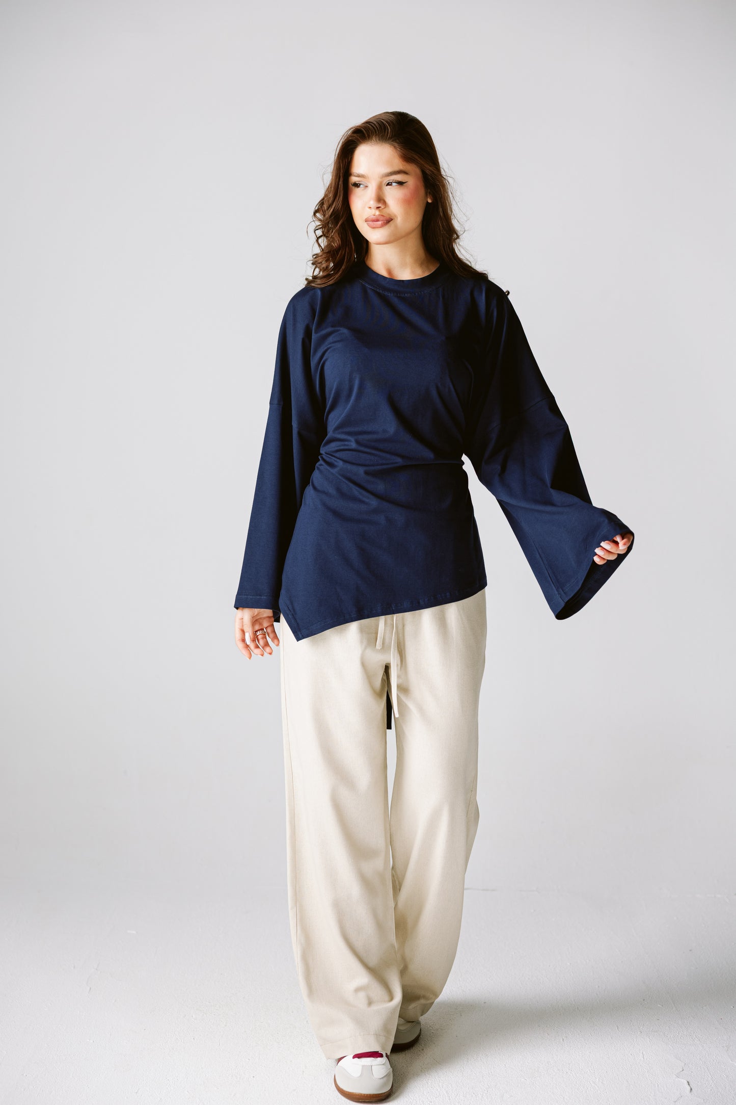 Pure linen pants in Beige