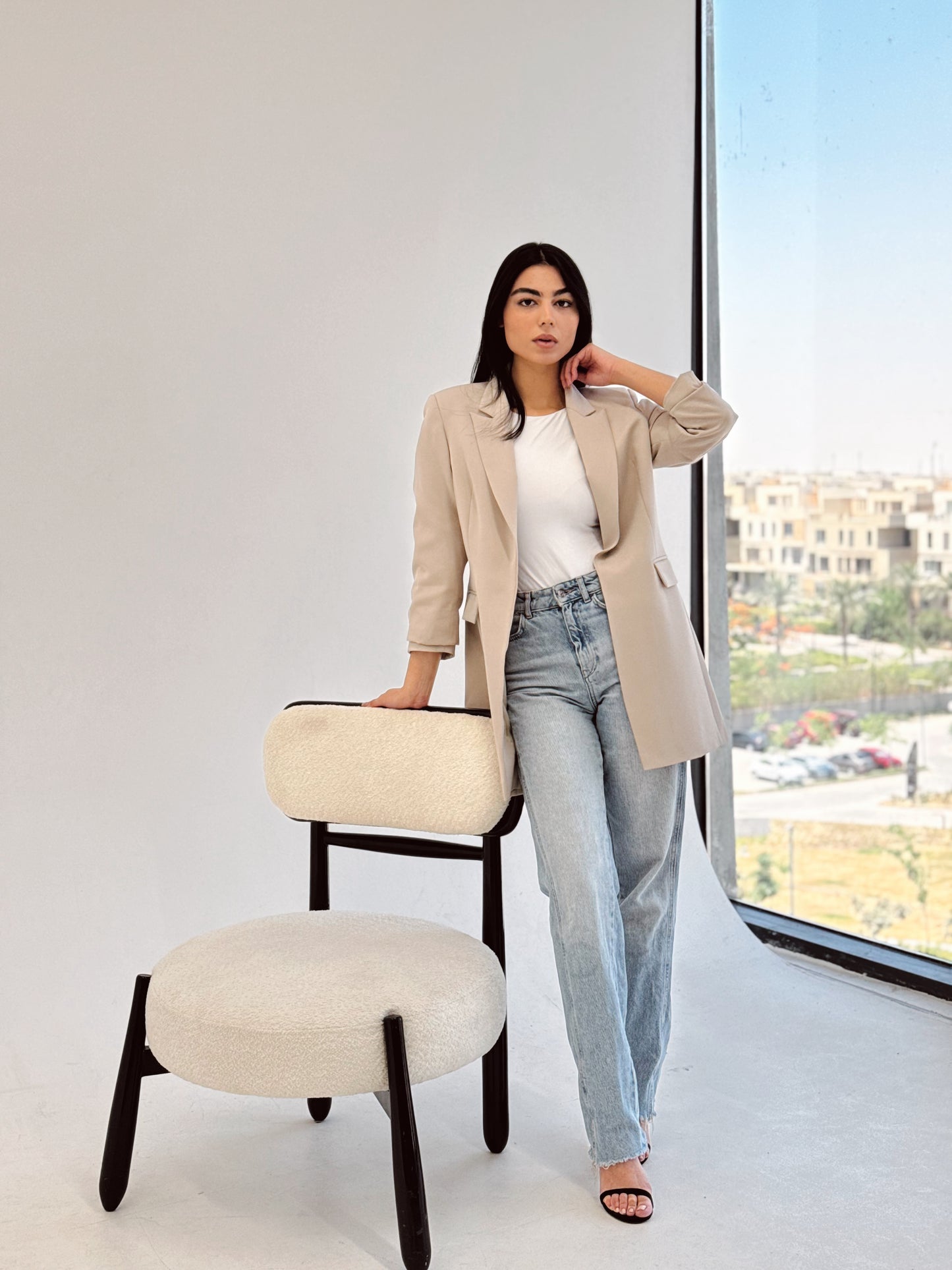 Slim fit blazer beigh pre-order