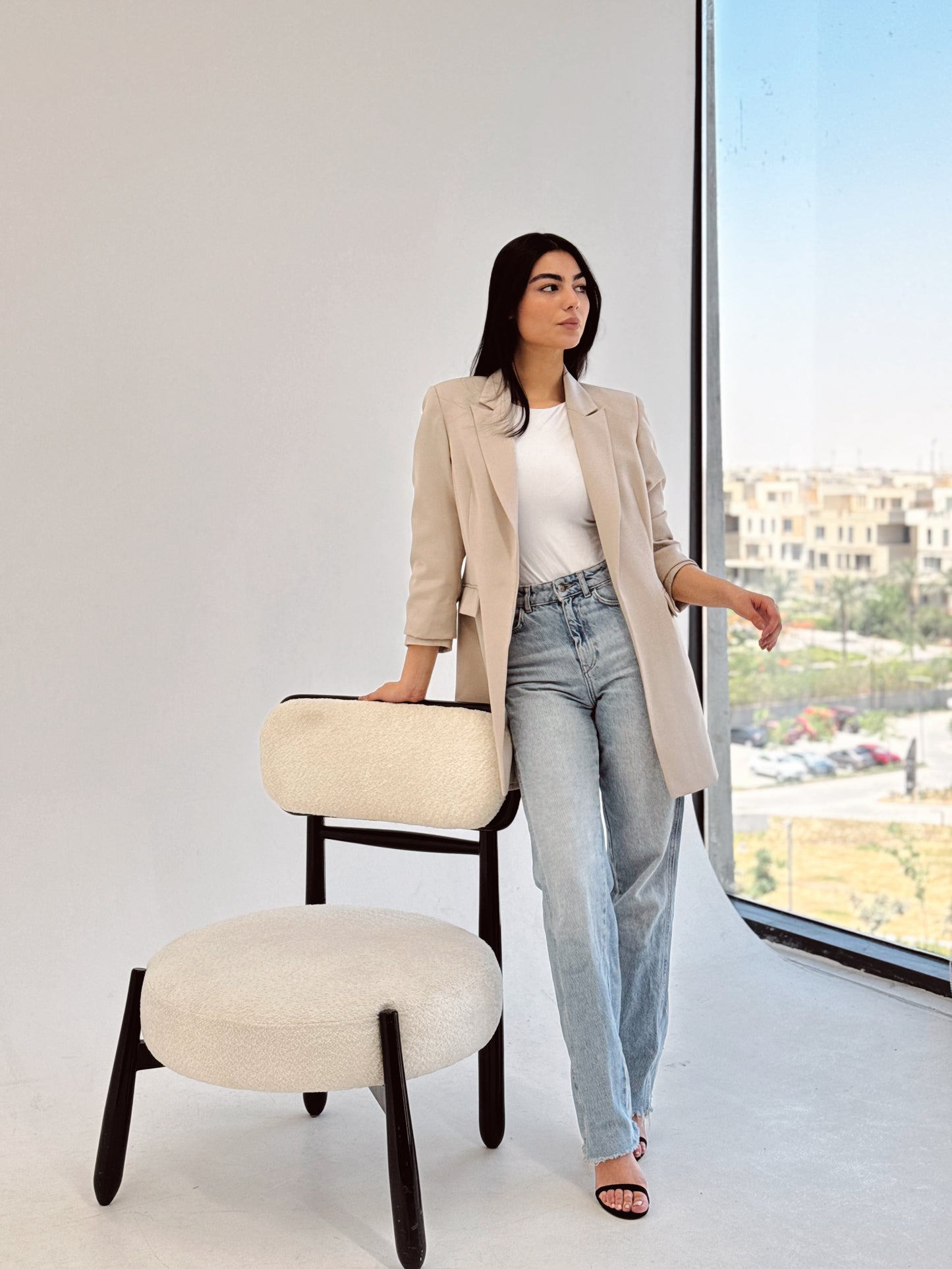 Slim fit blazer beigh pre-order