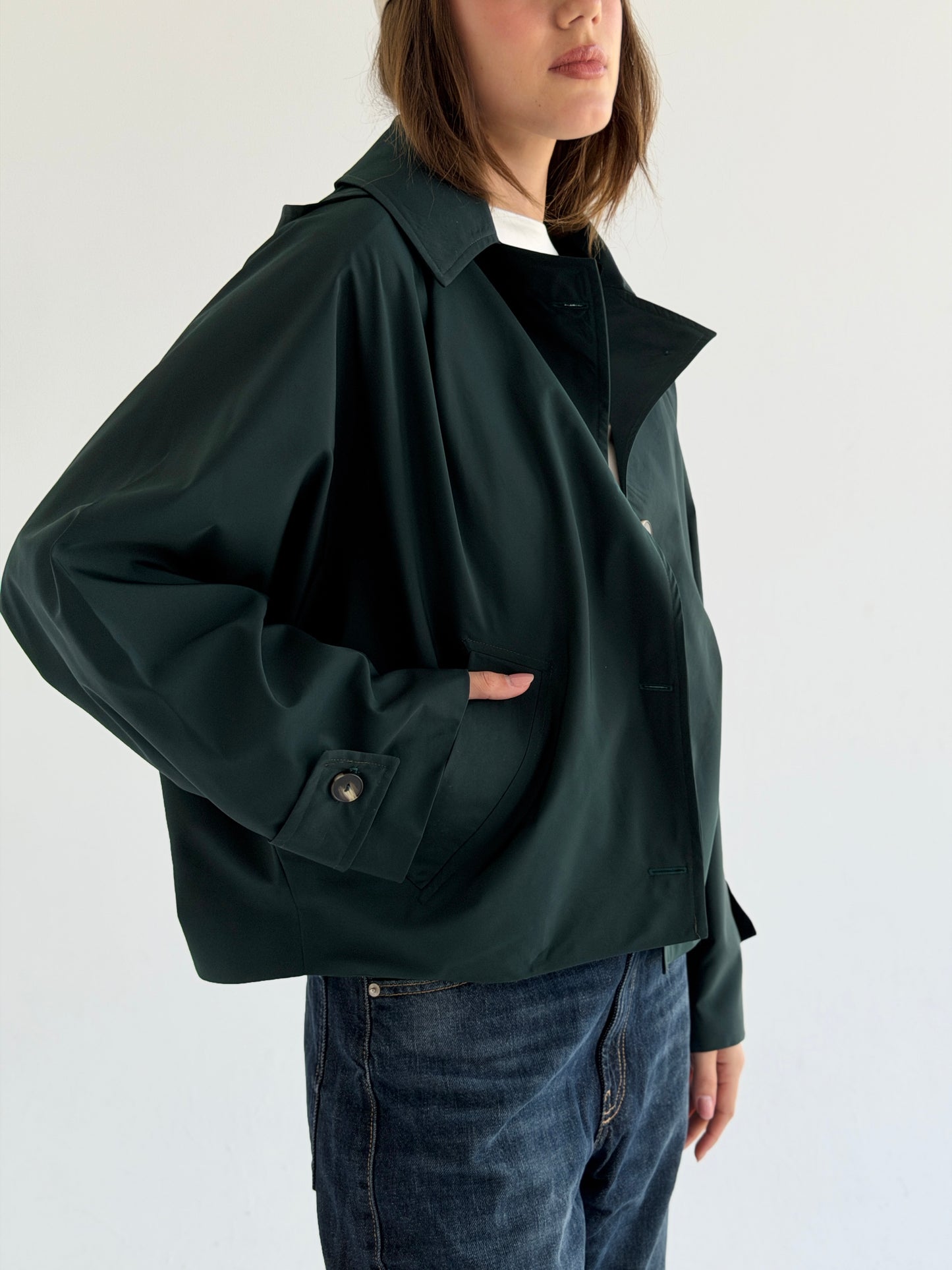 Oversized Edge Jacket In Forest Green
