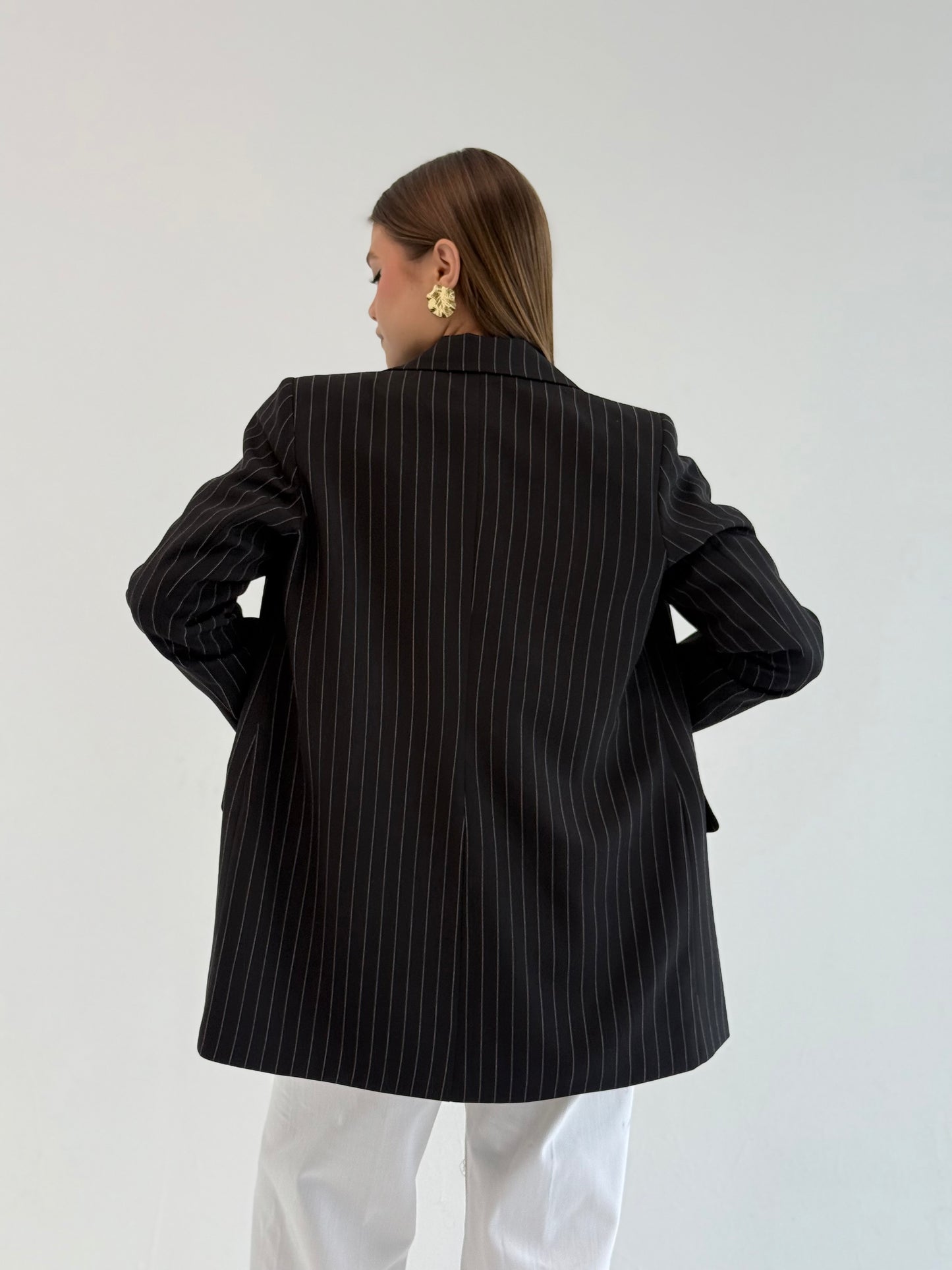 Striped Relaxed Fit blazer In Black