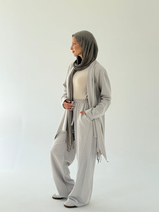 Wide cotton pants in Gray