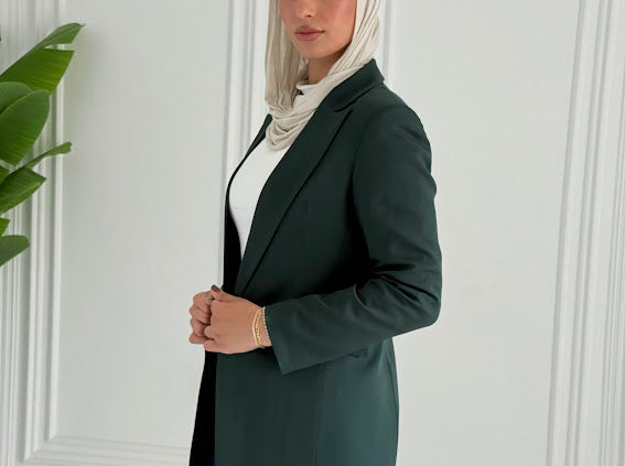 Slim fit dark green blazer