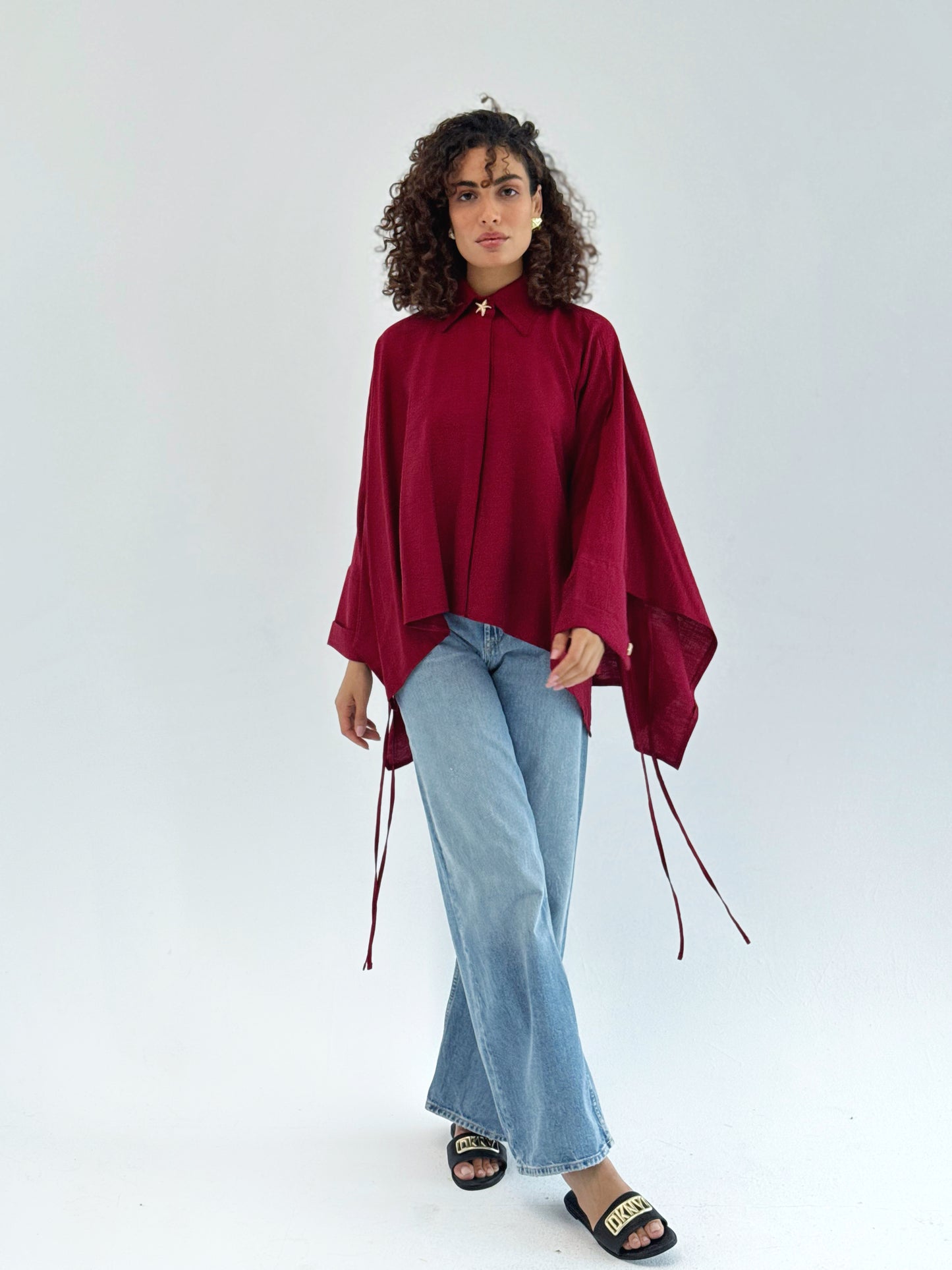 The Oversized Linen Shirt in Red