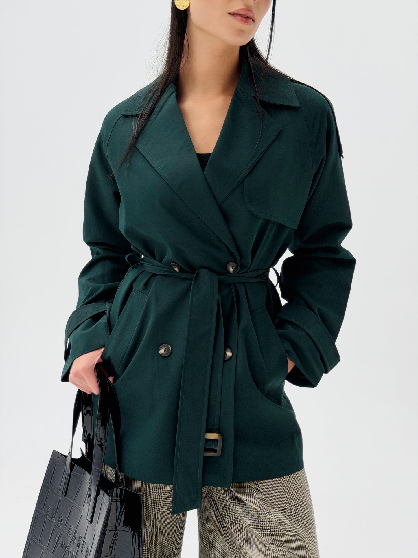 Mini Trench Coat In Deep Teal
