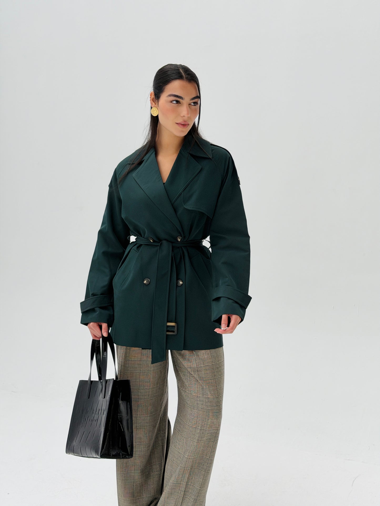Mini Trench Coat In Deep Teal
