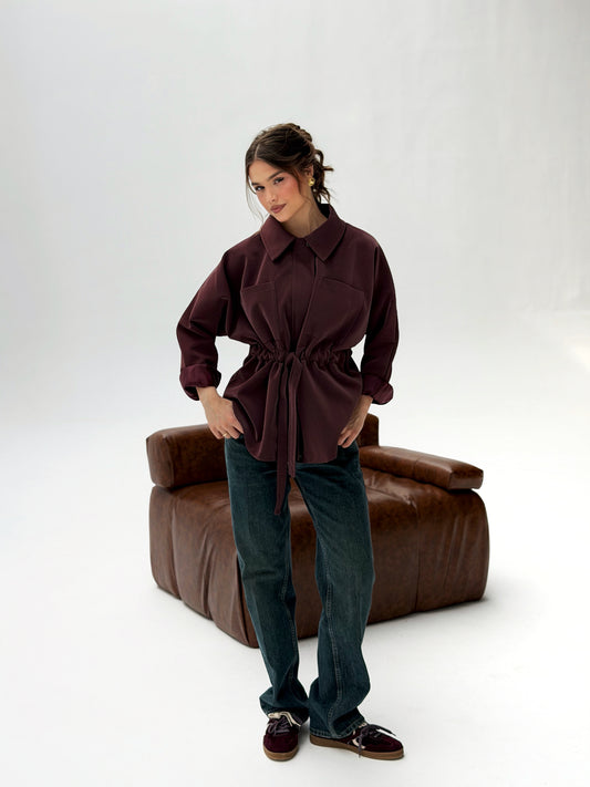 The Over-shirt Leather In burgundy