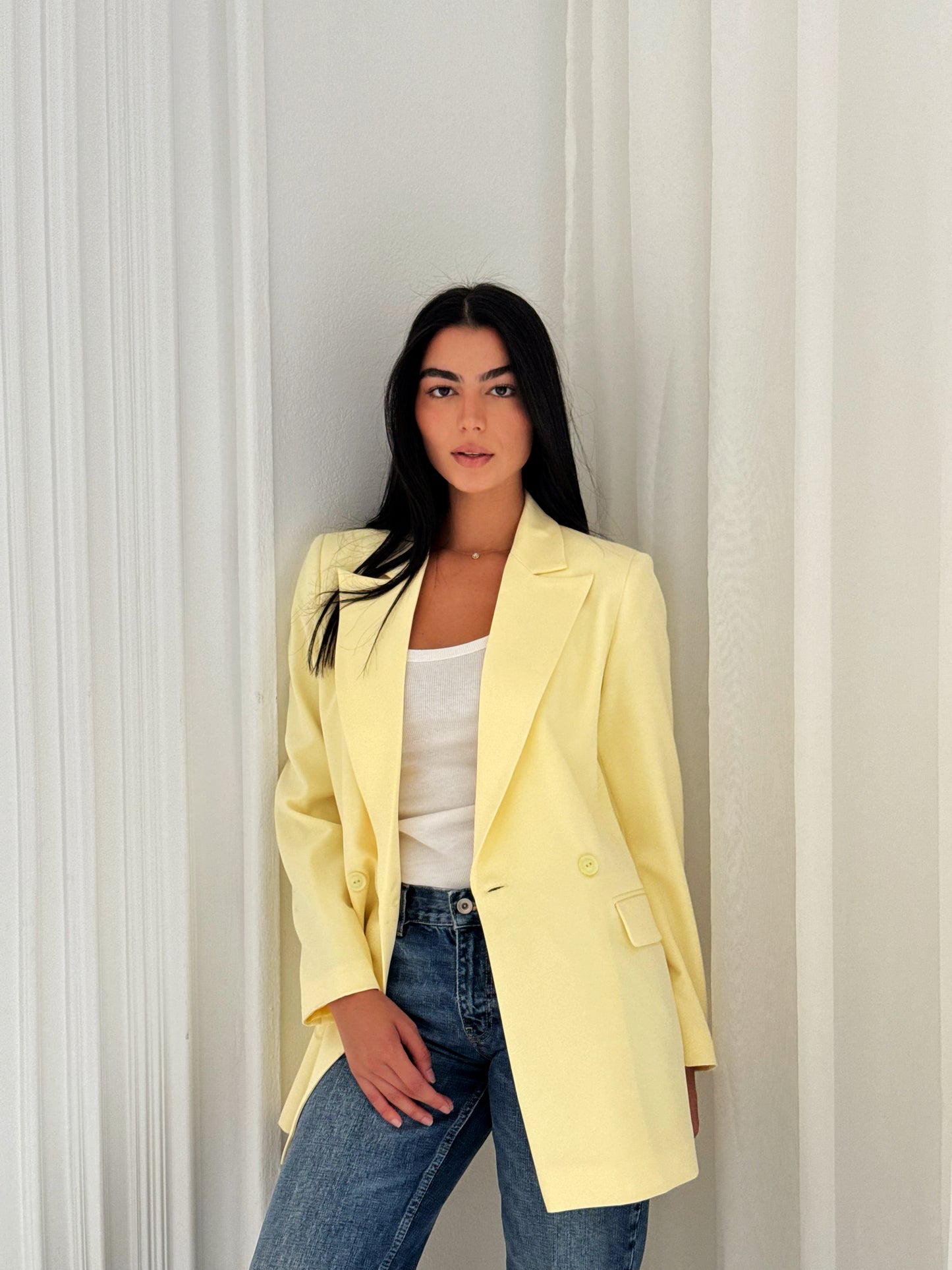 Relaxed Fit Blazer In Butter yellow