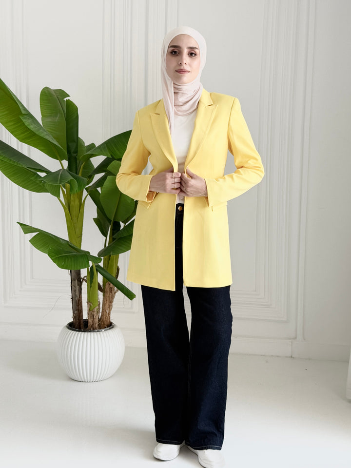 Slim Fit Blazer In Butter Yellow
