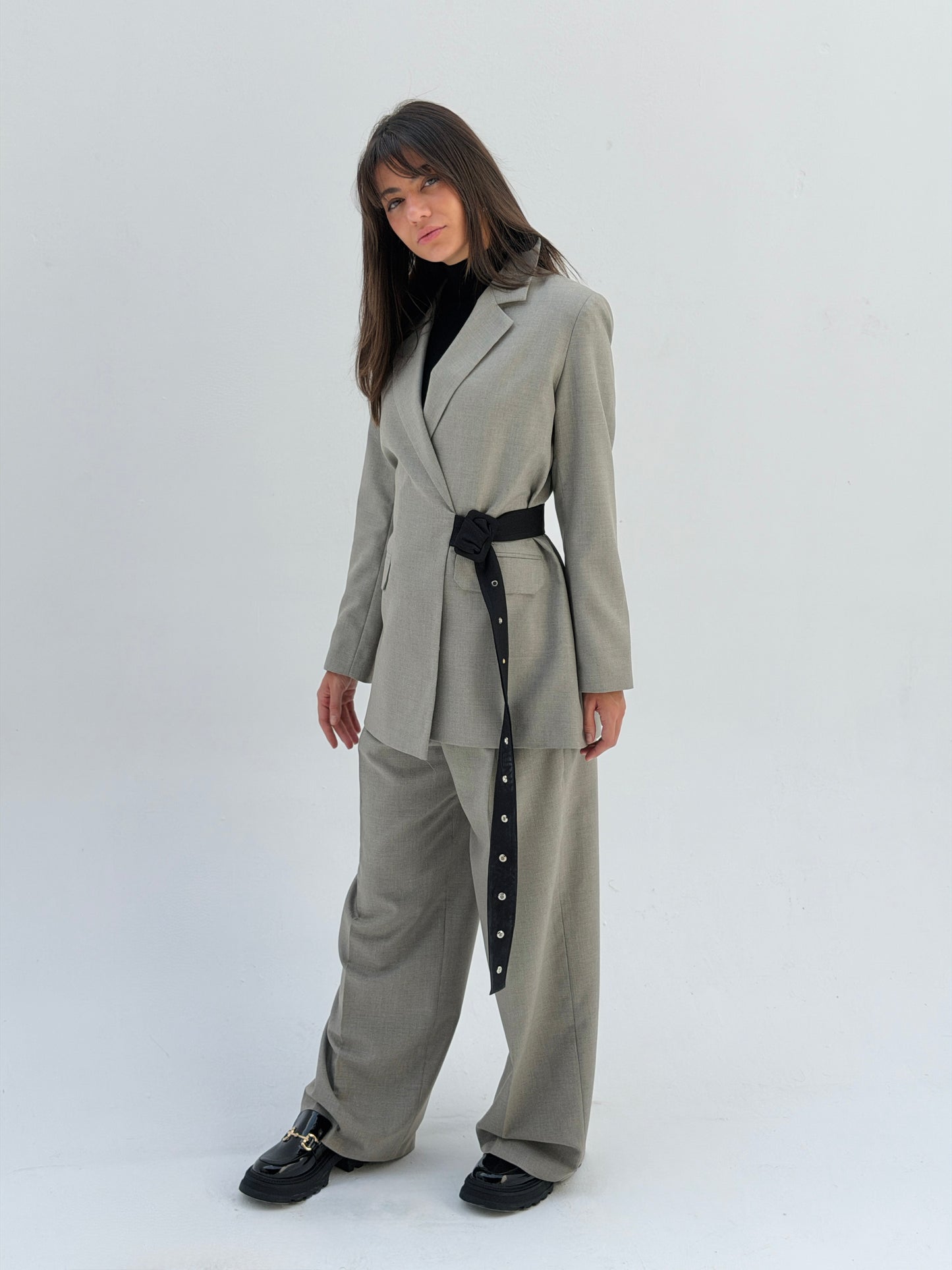 Belted suit in Gray