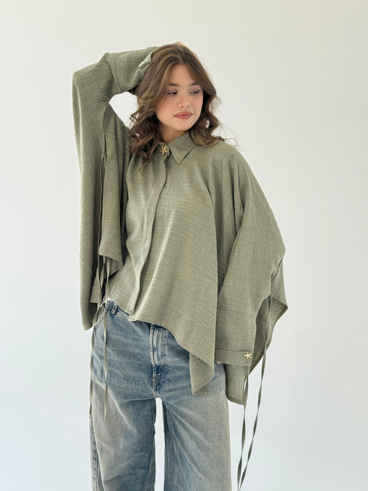 The oversized shirt in olive