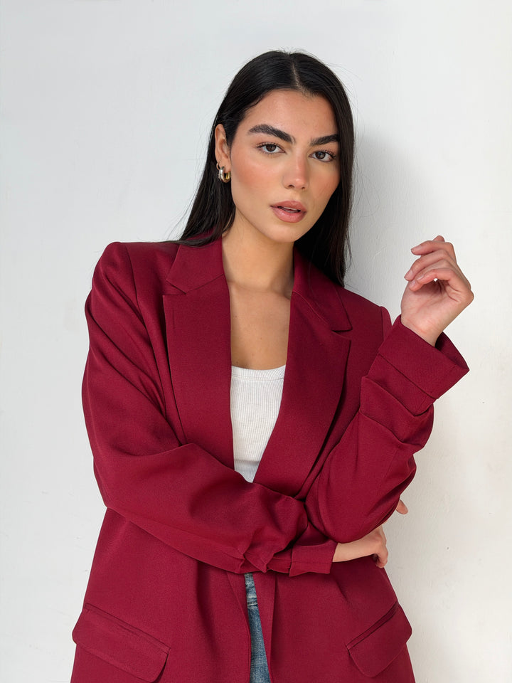 Ruffles blazer in Dark Red