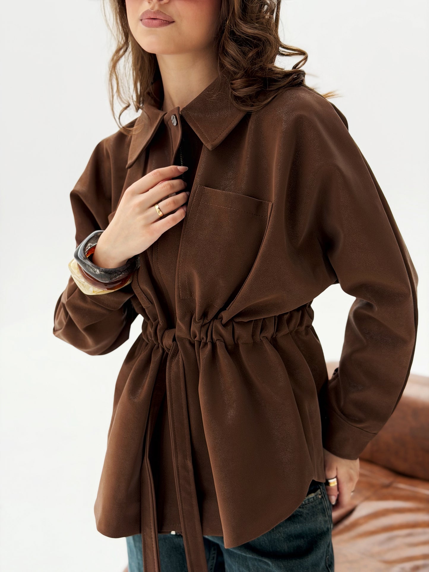 The Over-shirt Leather In Brown