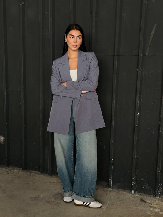 Gray striped blazer
