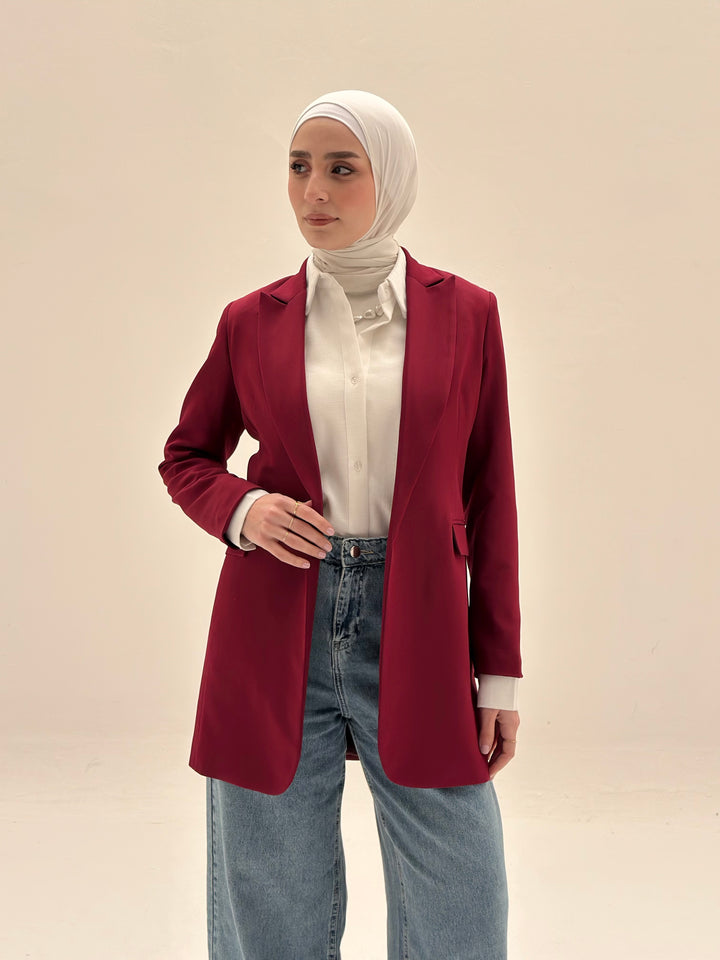SLIM FIT DARK RED BLAZER