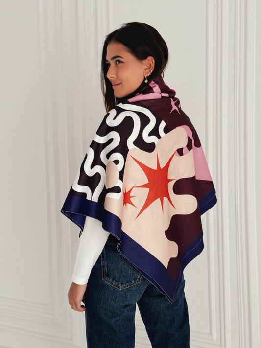 Wave wool scarf (square)