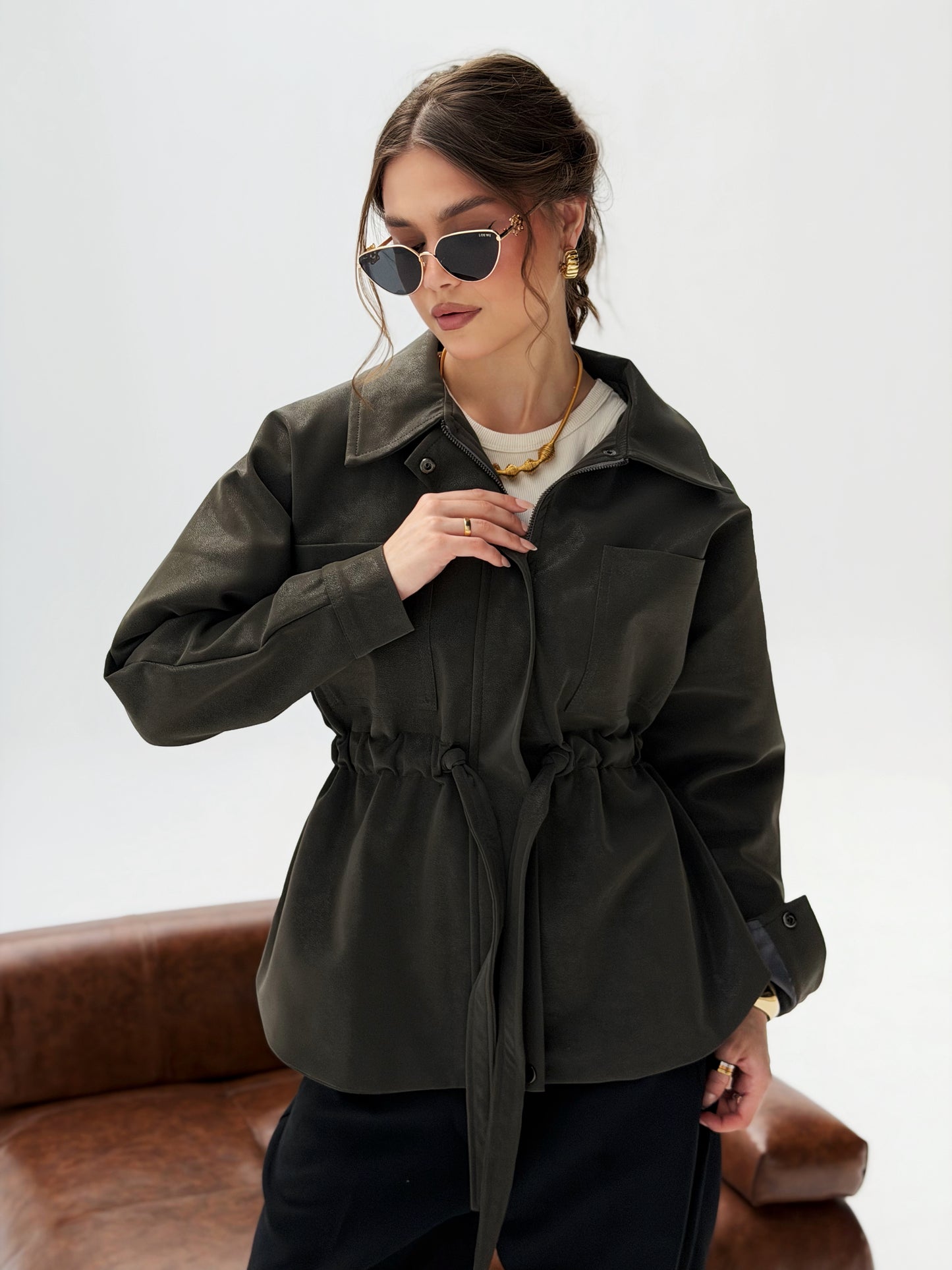 The Over-shirt Leather In Olive