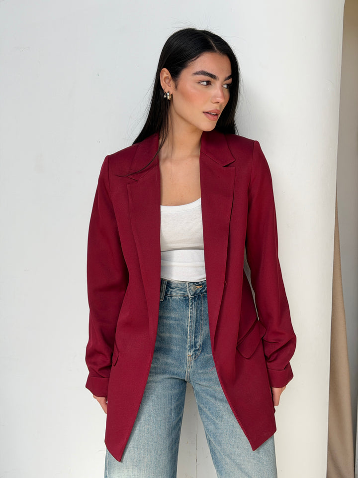Ruffles blazer in Dark Red