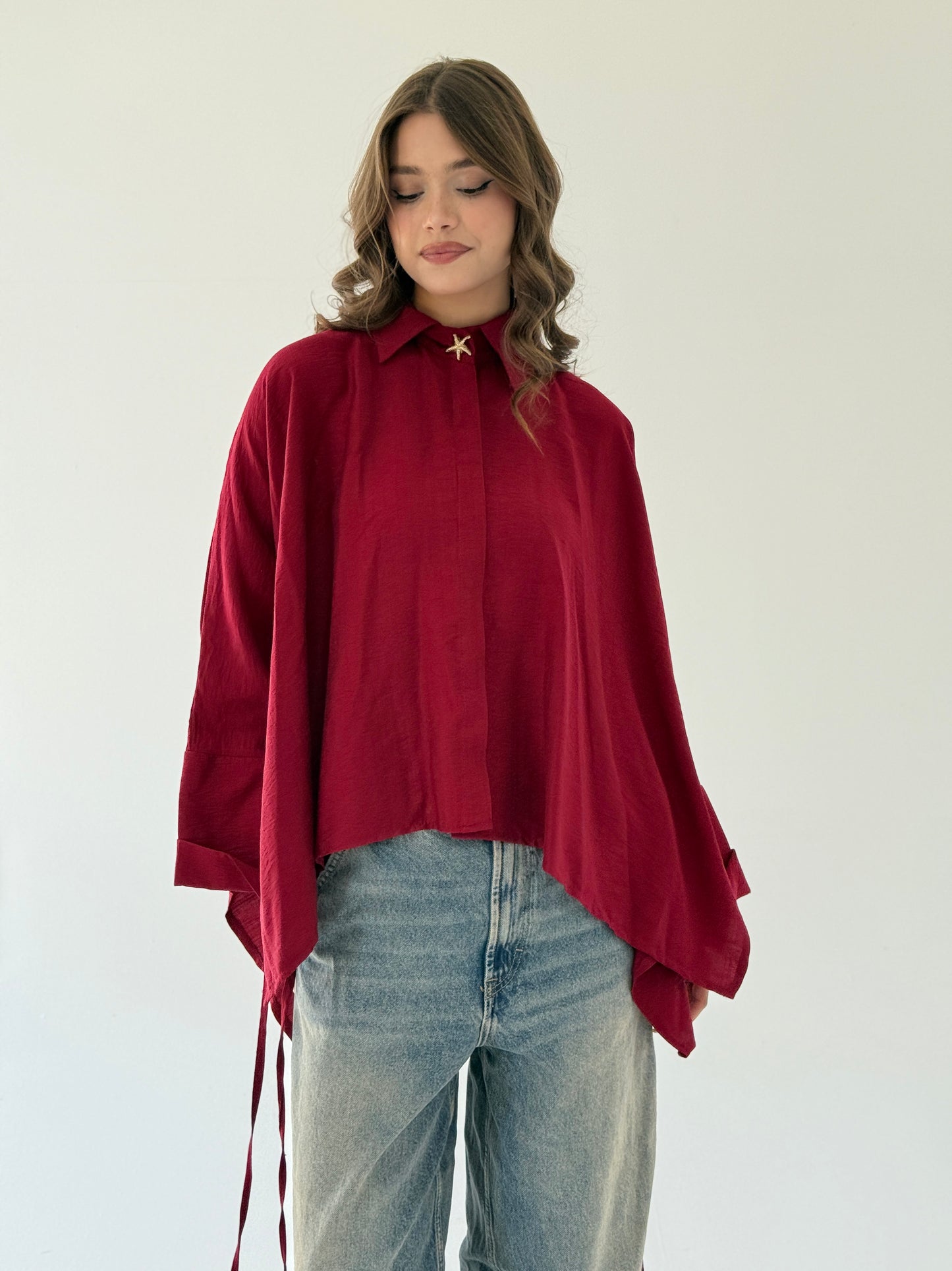 The Oversized Linen Shirt in Red