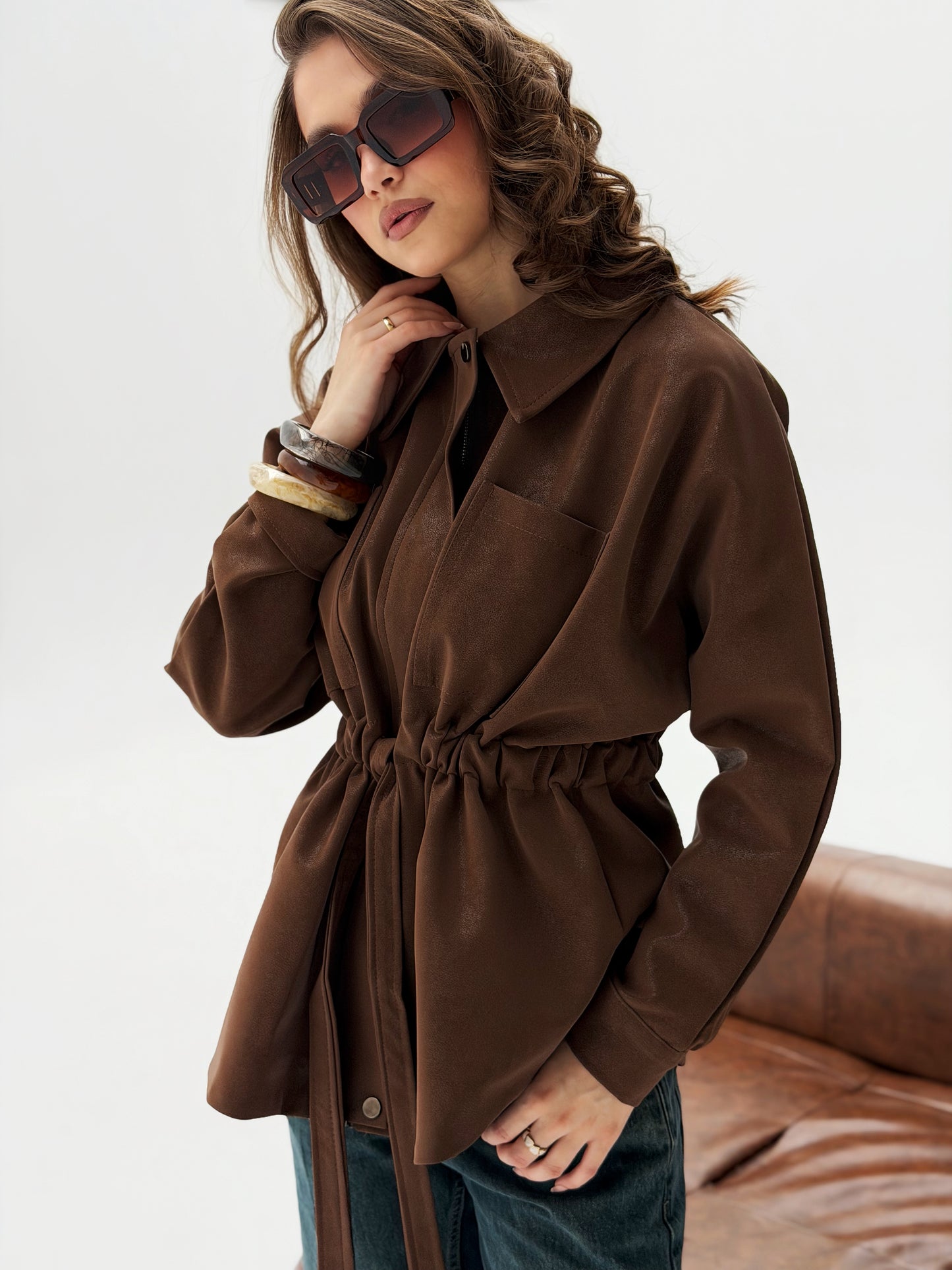 The Over-shirt Leather In Brown