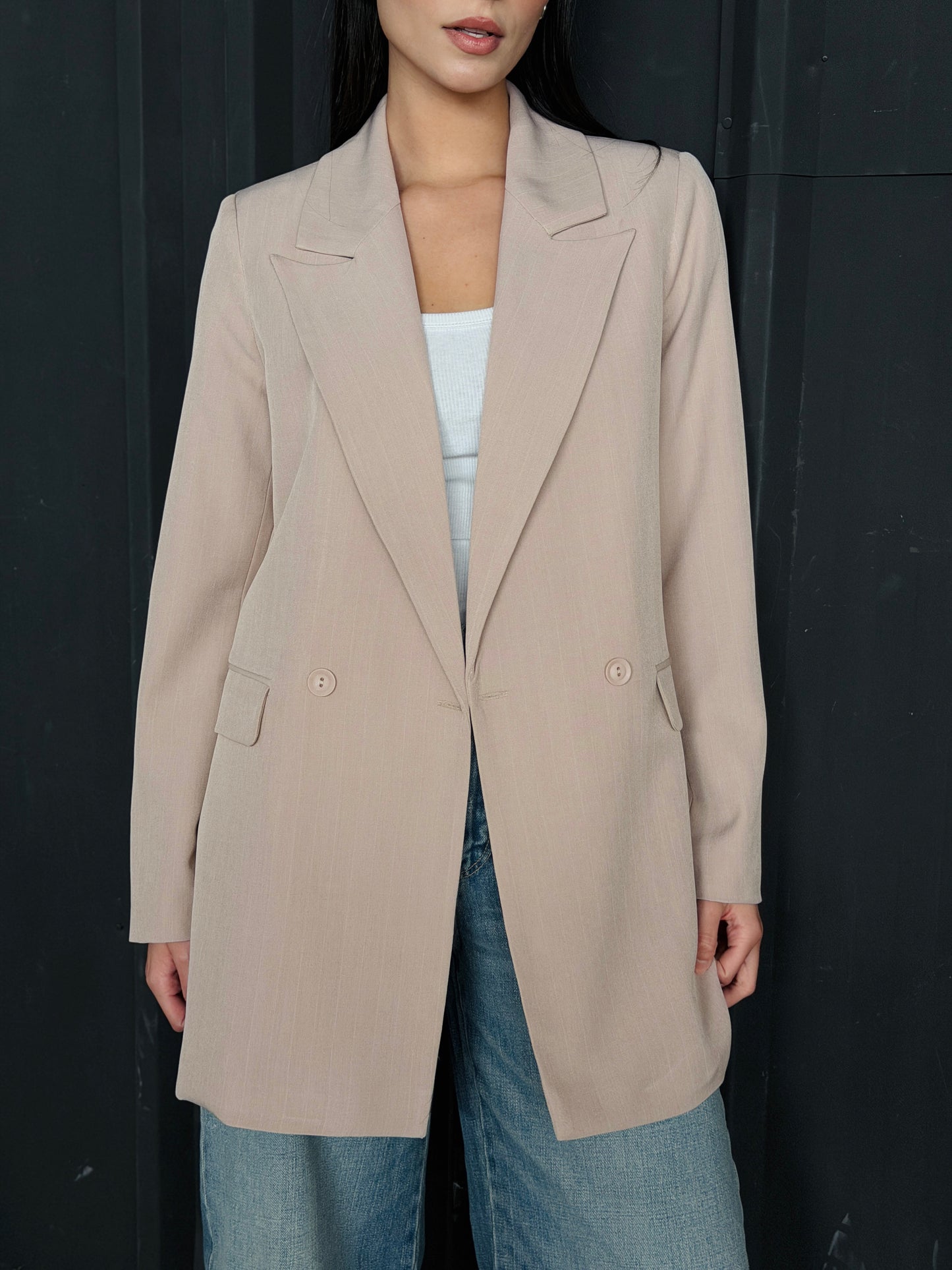 Striped Relaxed Fit blazer In beige