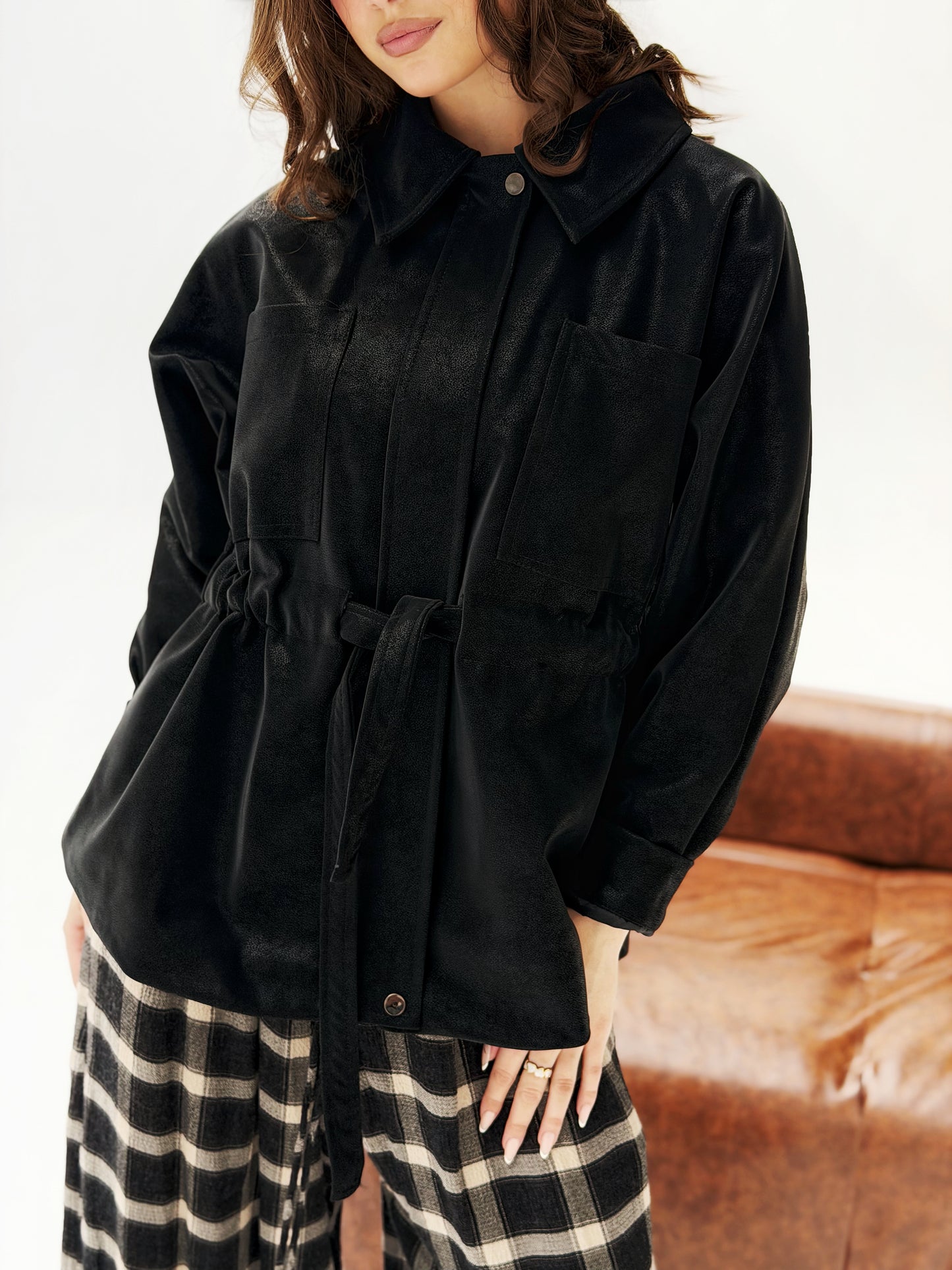 The Over-shirt Leather In Black