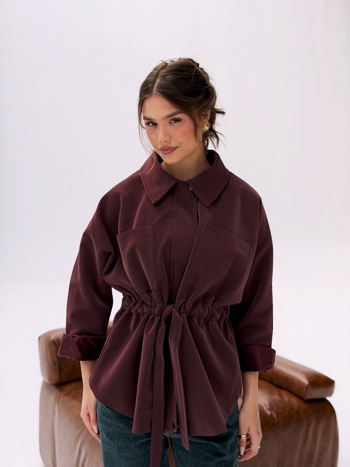 The Over-shirt Leather In burgundy