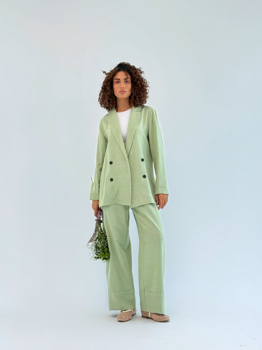 Effortlessly linen set in Matcha