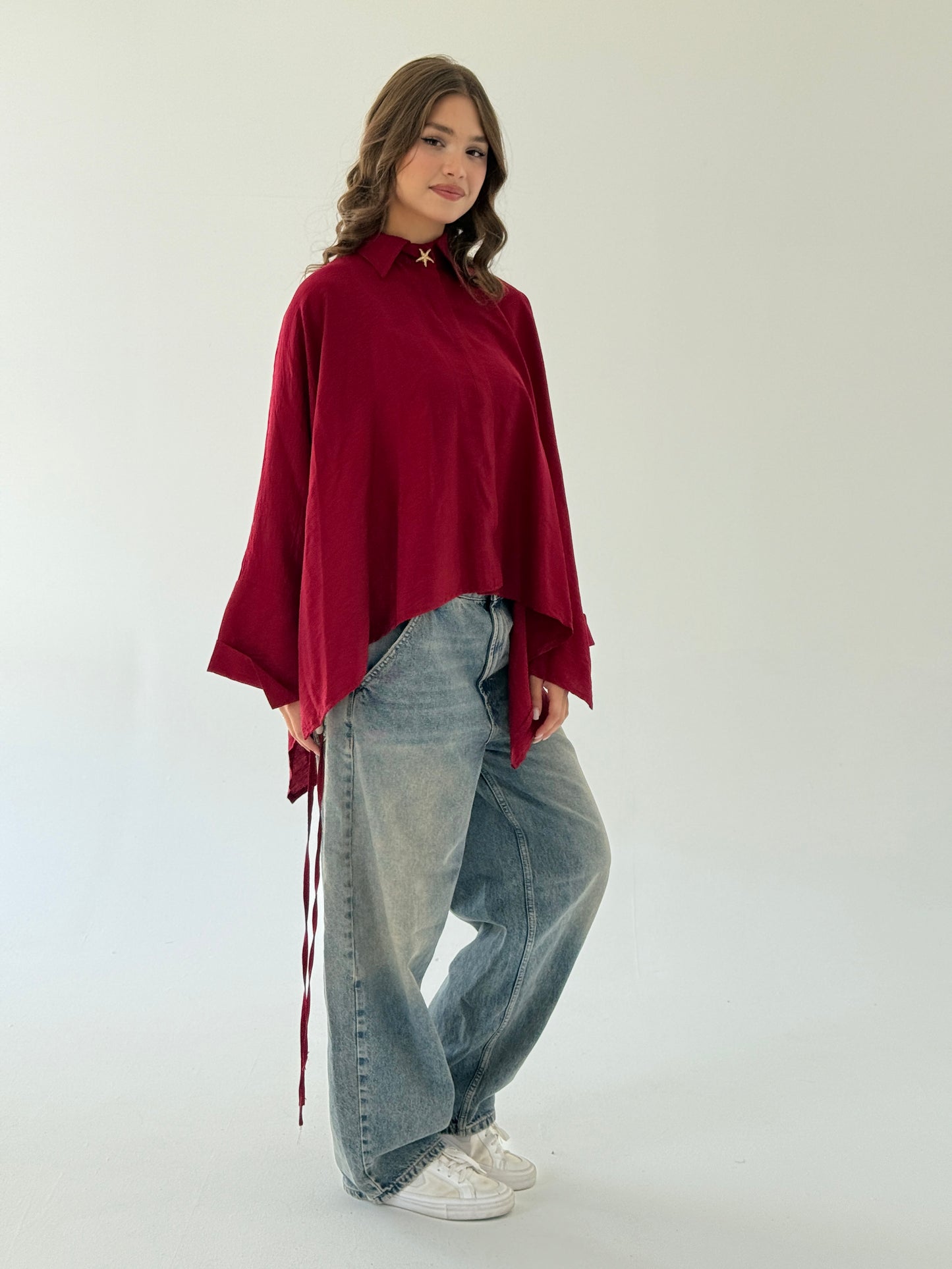 The Oversized Linen Shirt in Red