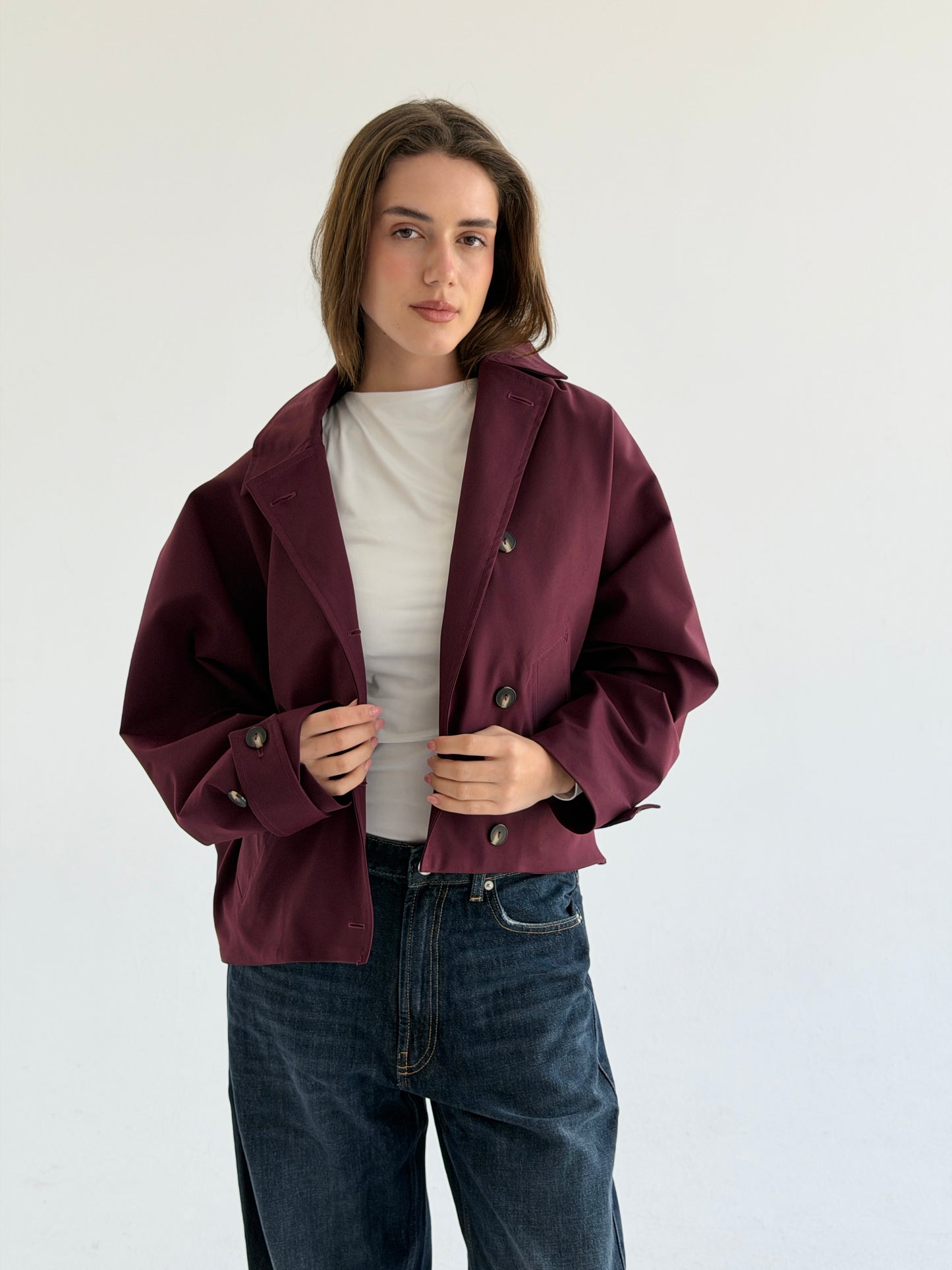 Oversized Edge Jacket In Burgundy