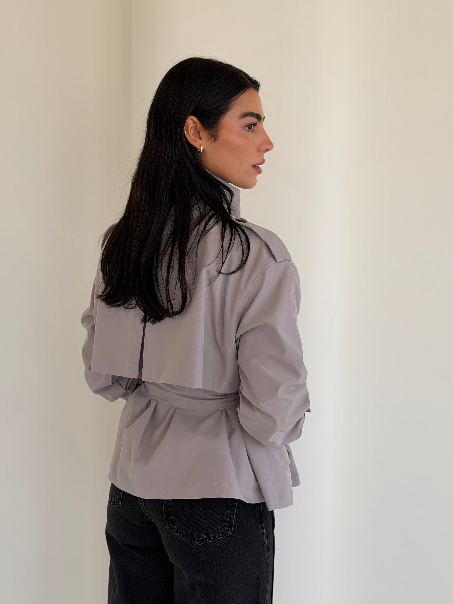 Stand Collar Jacket In Gray