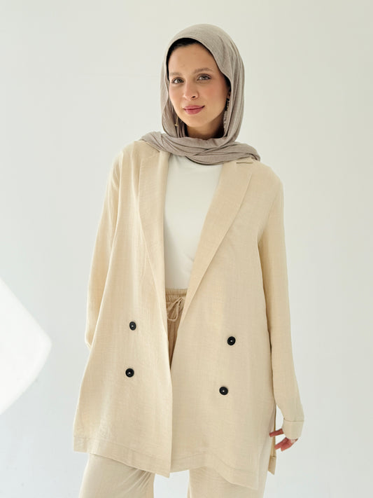 Effortlessly linen set in beige