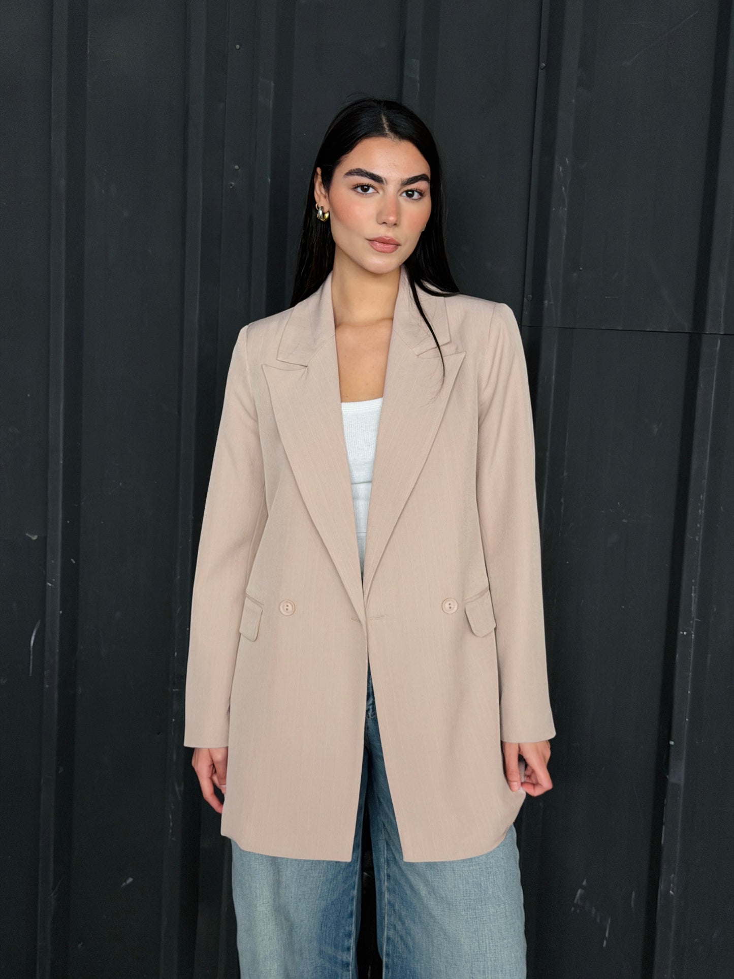 Striped Relaxed Fit blazer In beige