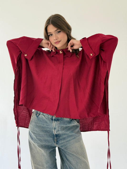 The Oversized Linen Shirt in Red