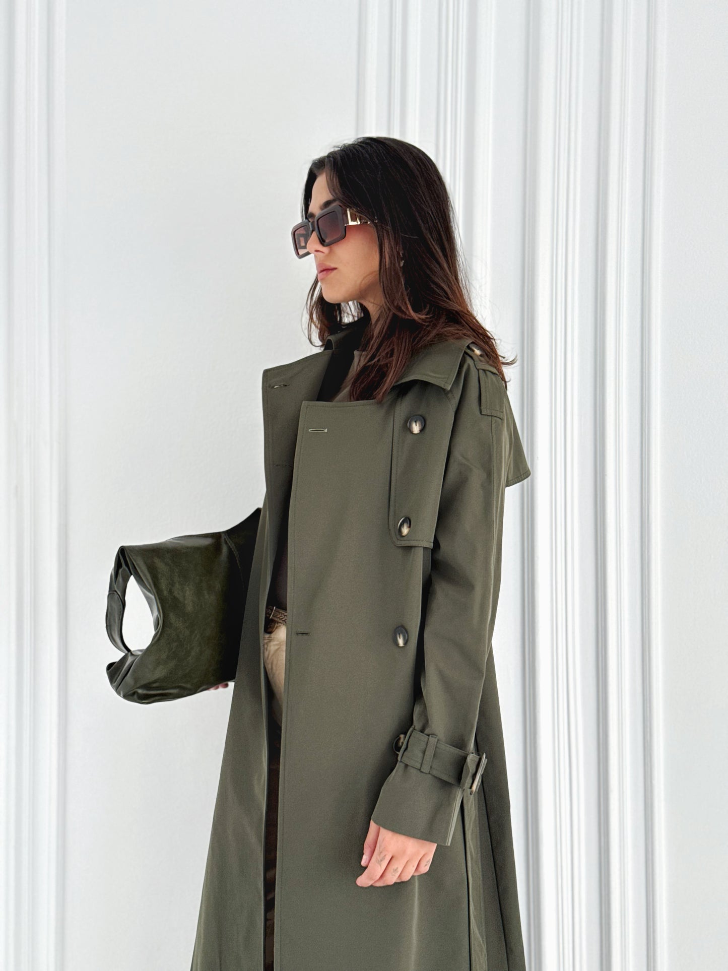 Statement Trench Coat In Olive