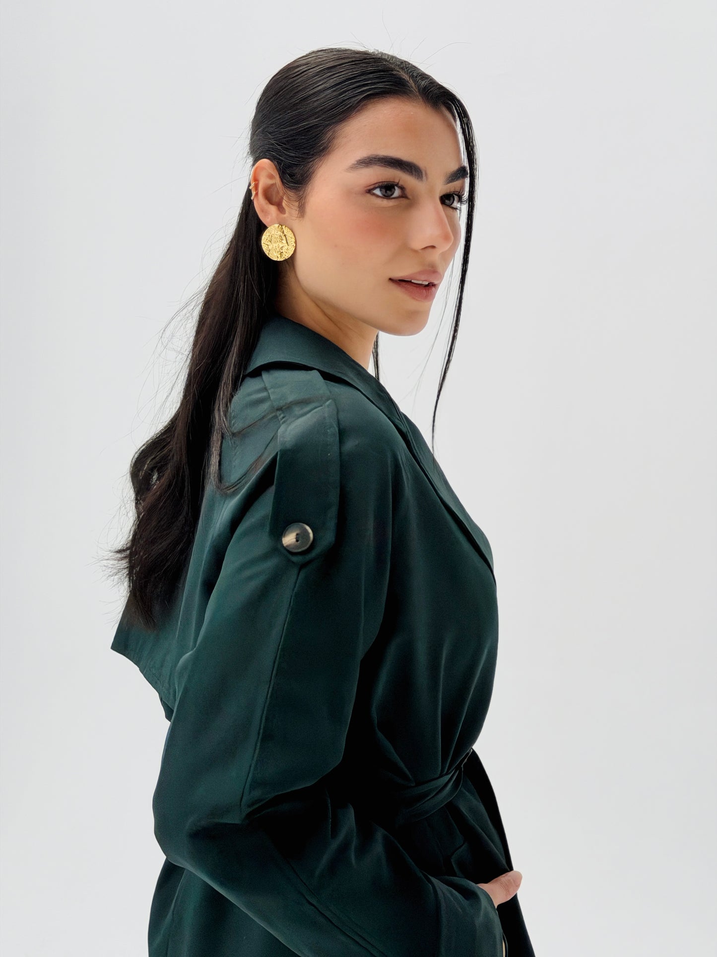 Mini Trench Coat In Deep Teal