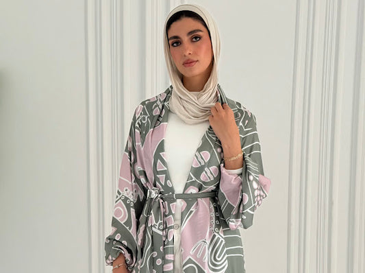 Printed satin cardigan