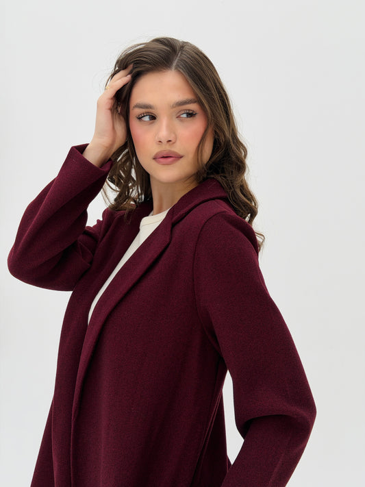 Everyday Wool Coat In Burgundy